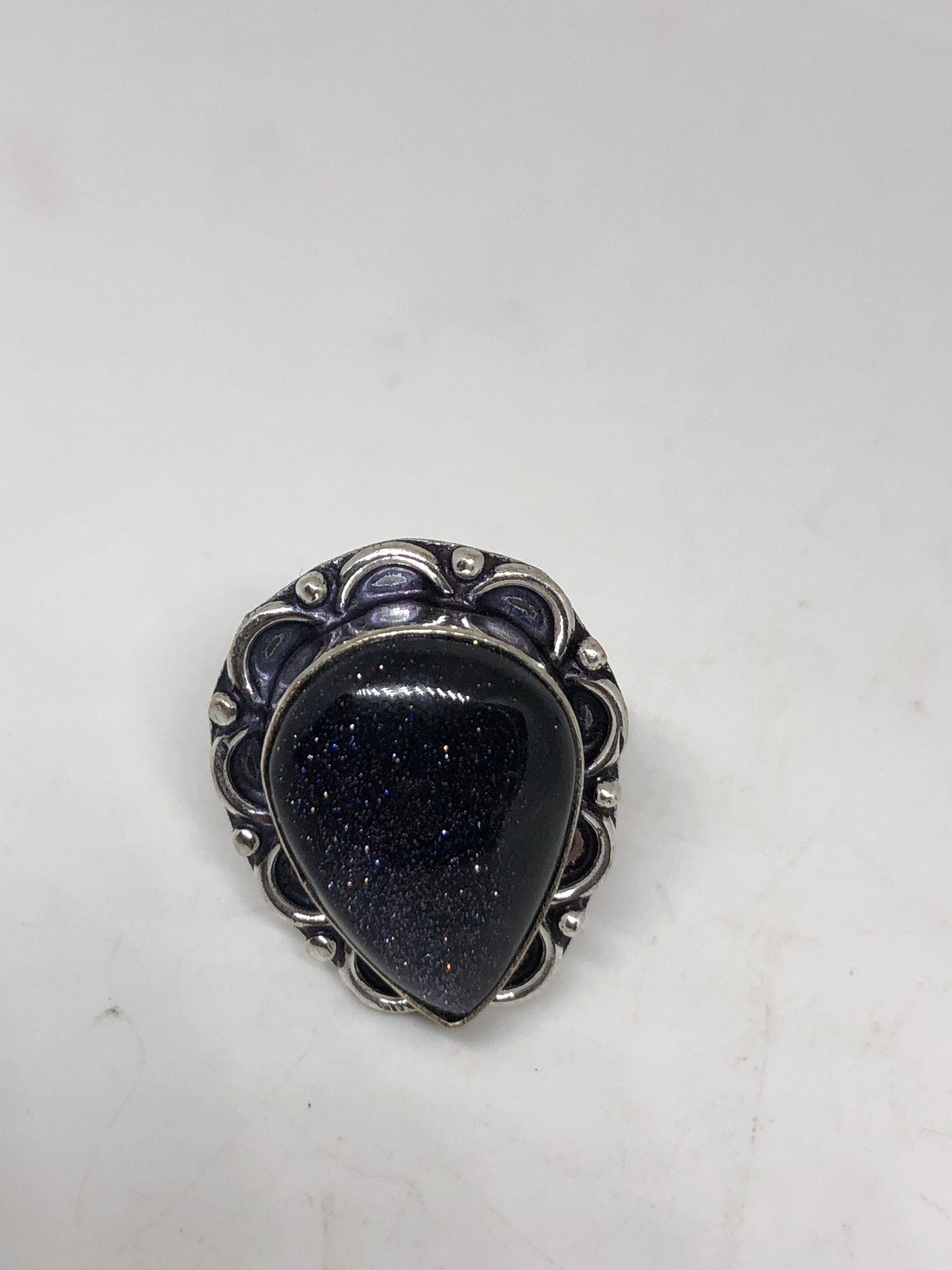 Vintage Black Sandstone Cocktail Ring