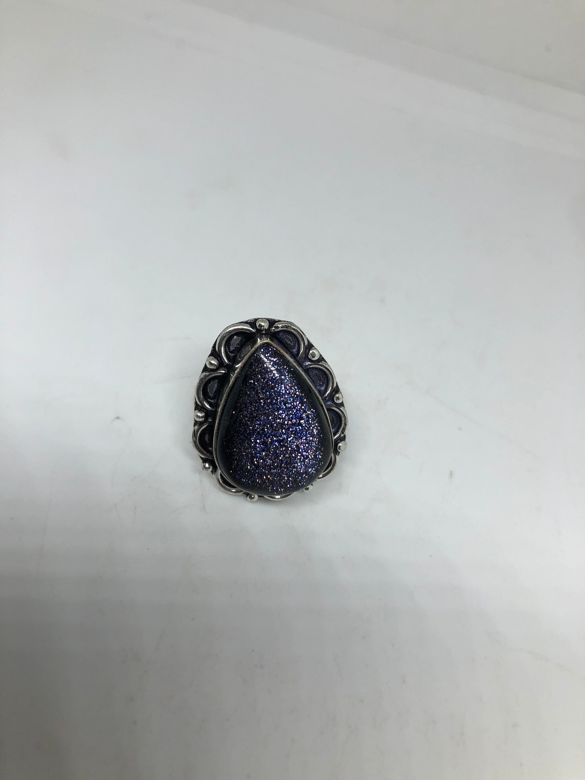 Vintage Black Sandstone Cocktail Ring