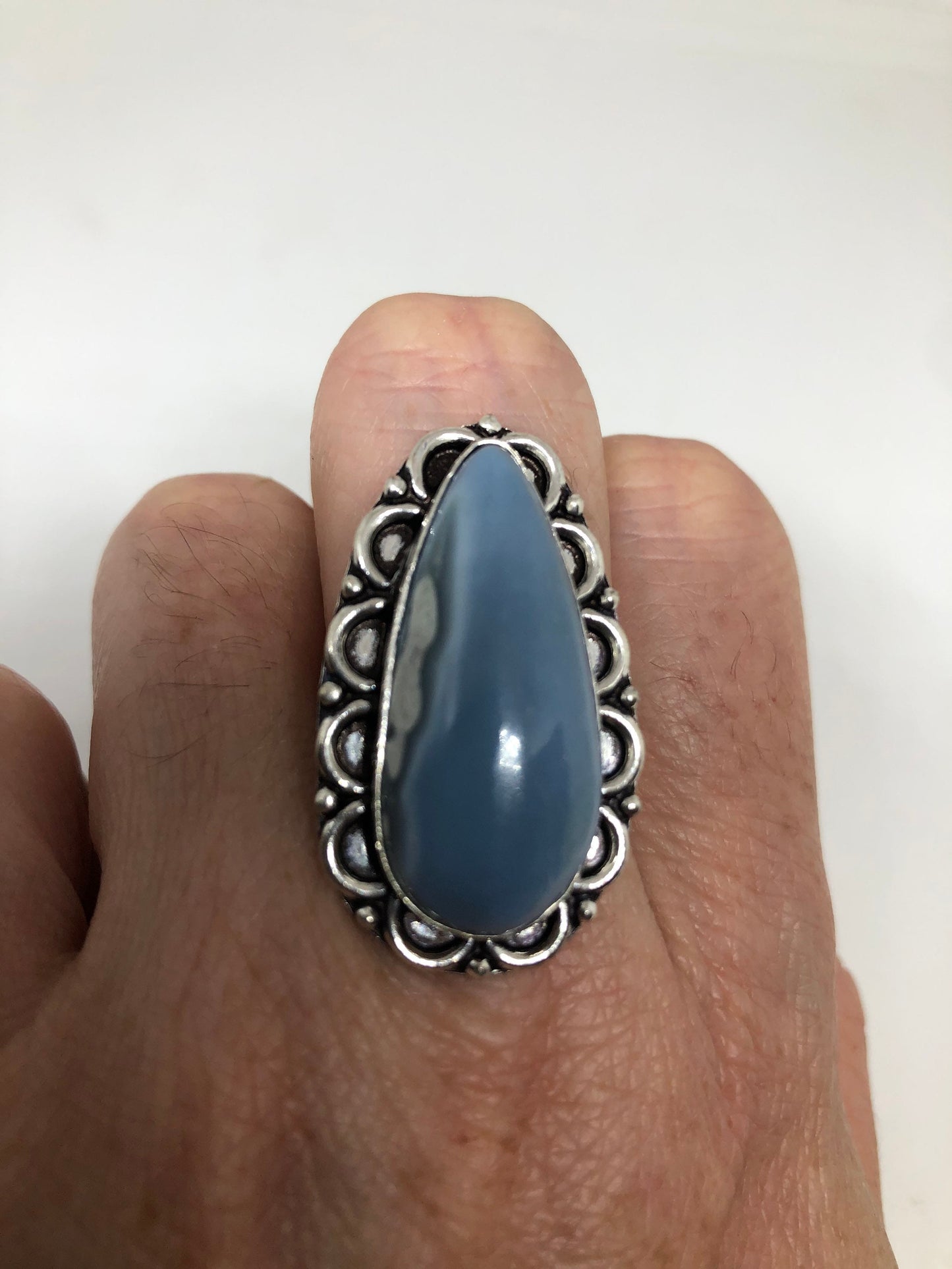 Vintage Blue Onyx Ring Cocktail Size 8.5