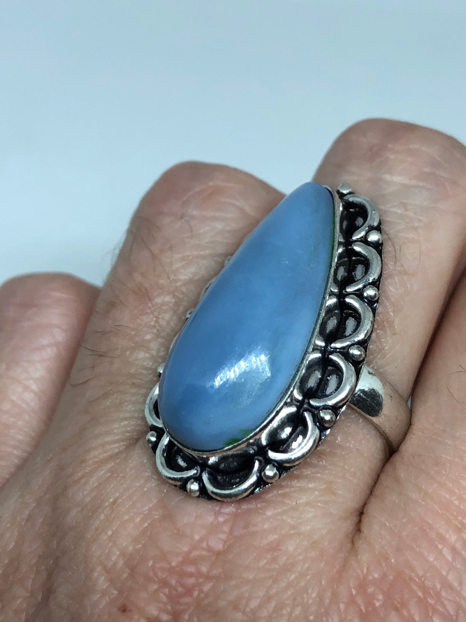 Vintage Blue Onyx Ring Cocktail Size 8.5