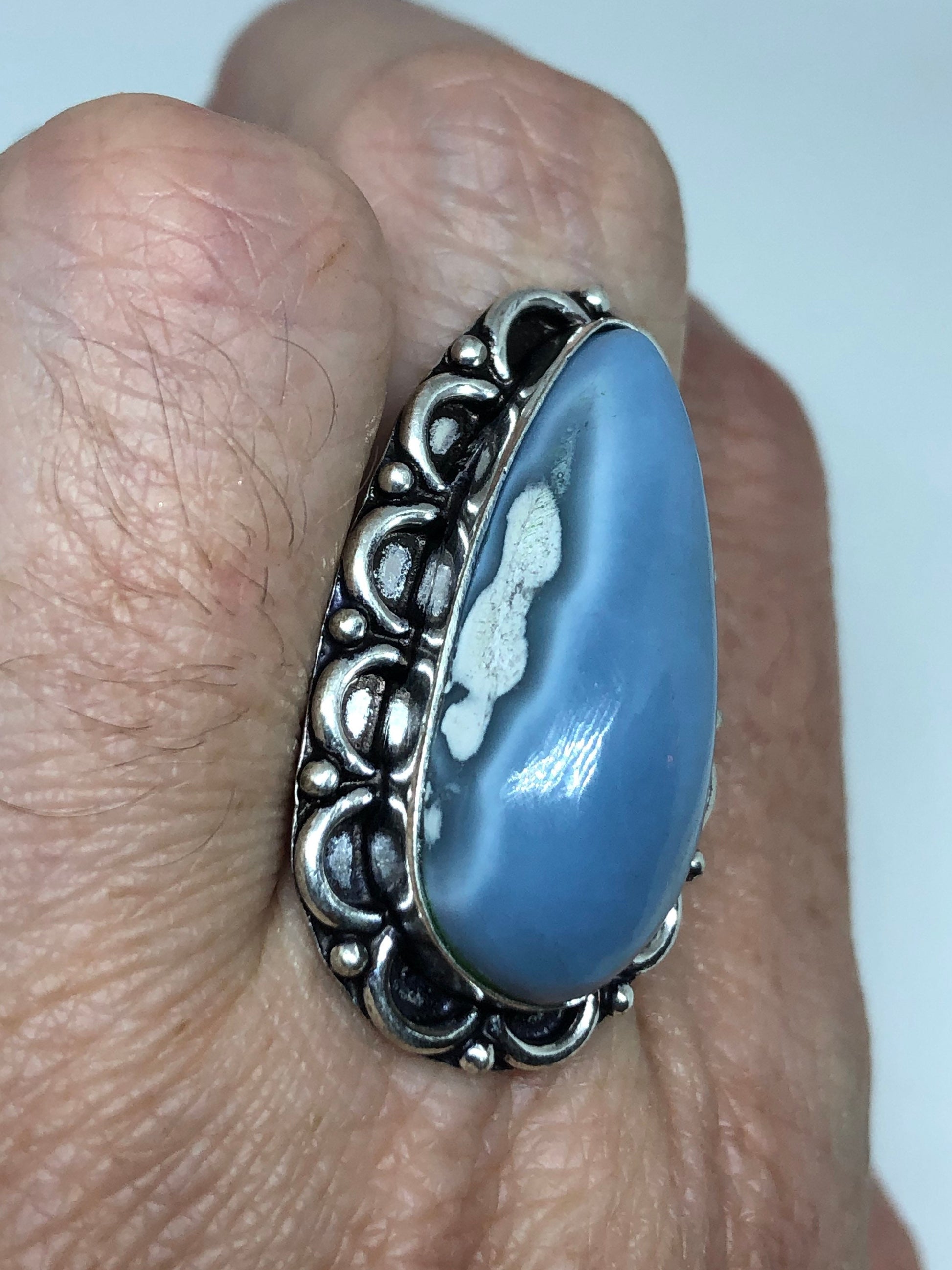 Vintage Blue Onyx Ring Cocktail Size 8.5