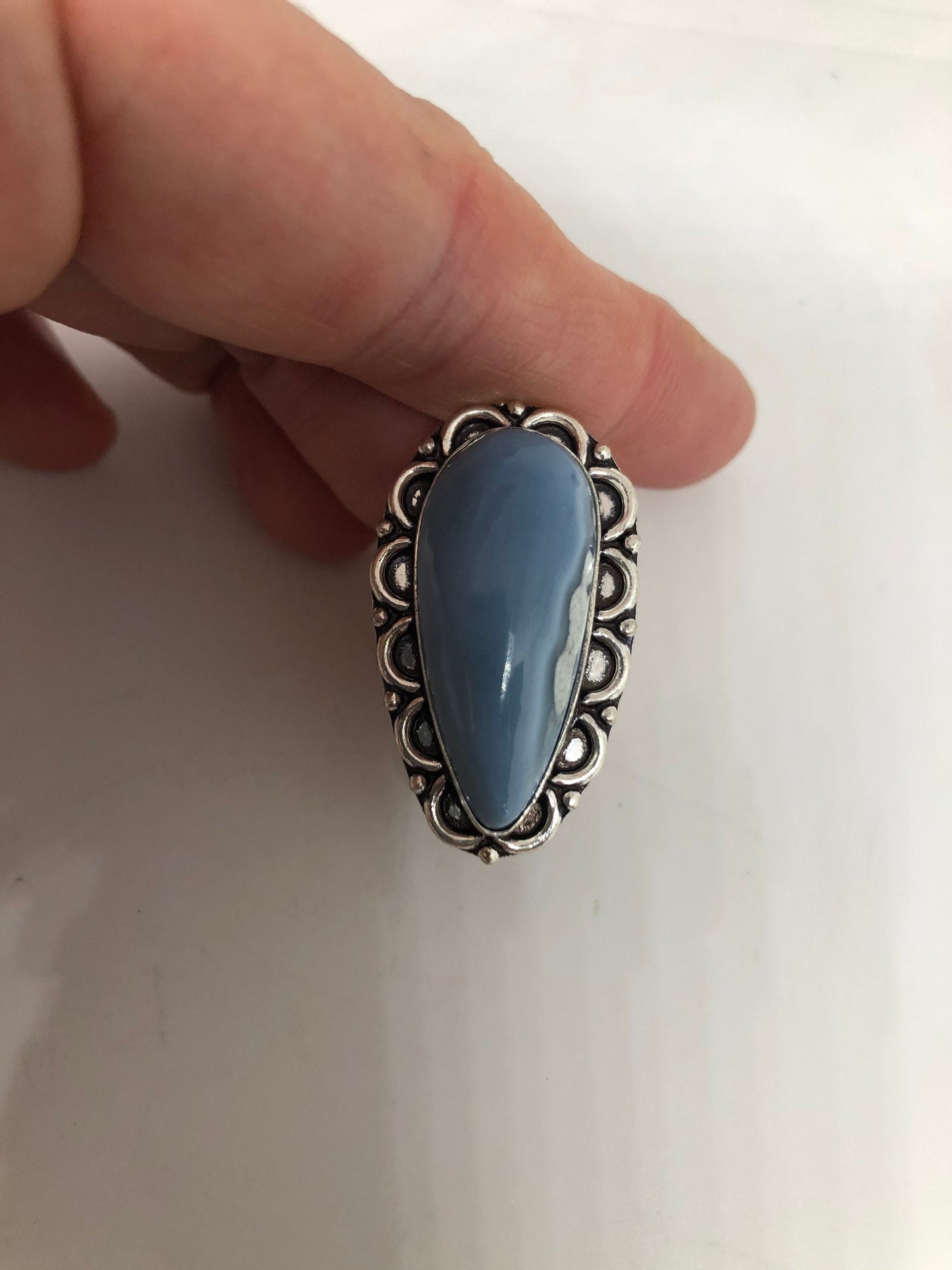 Vintage Blue Onyx Ring Cocktail Size 8.5