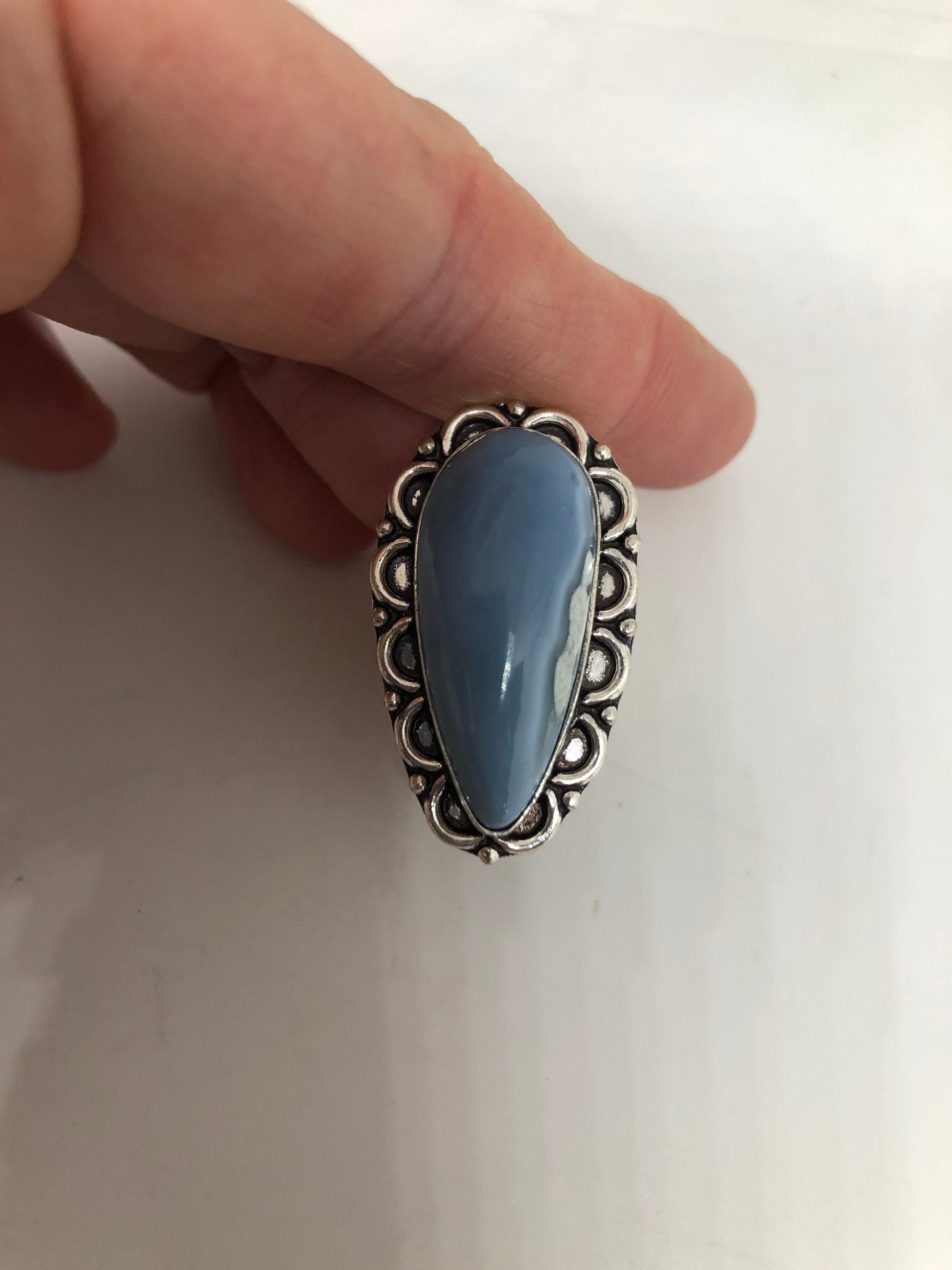 Vintage Blue Onyx Ring Cocktail Size 8.5