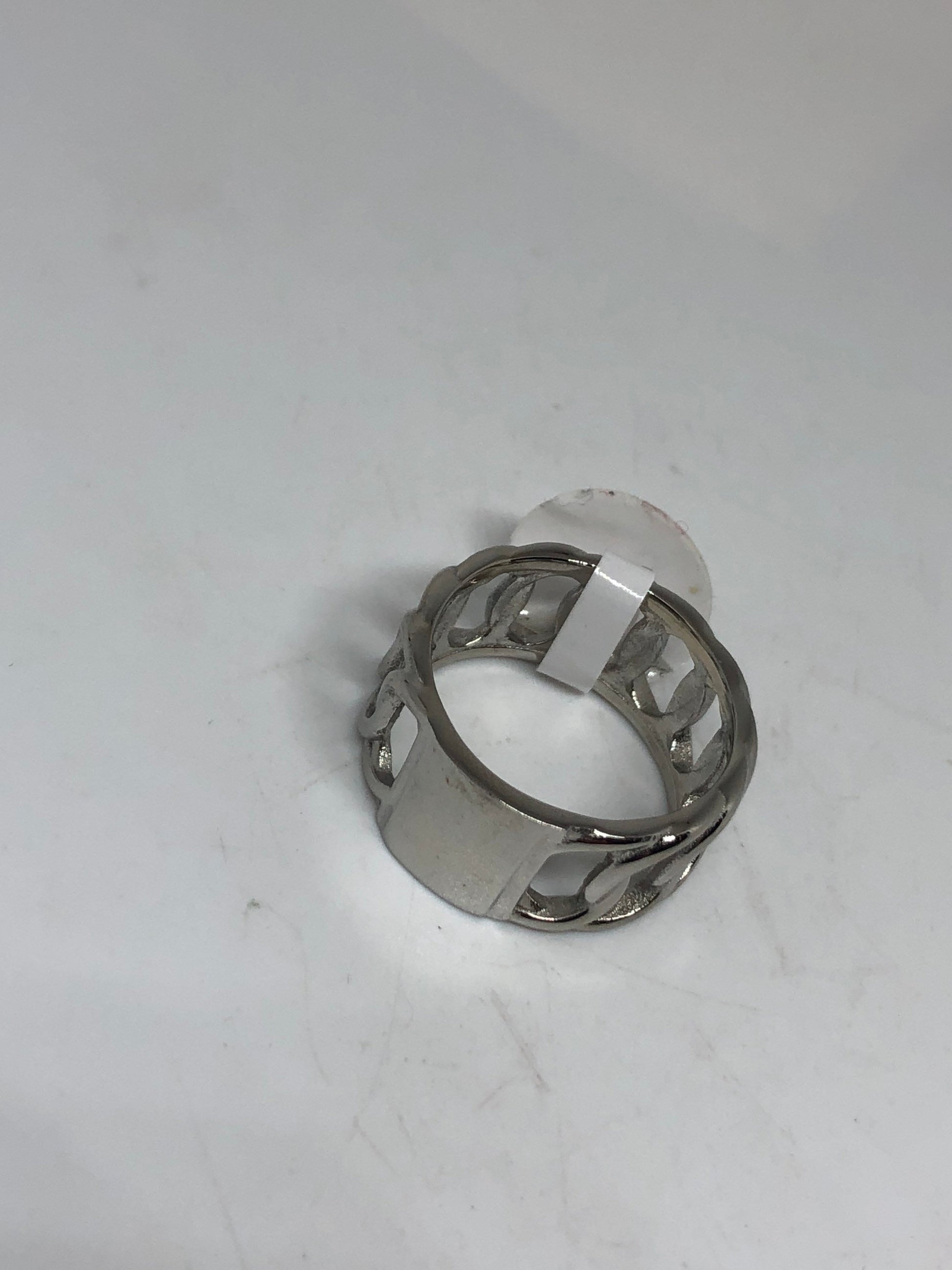 Vintage Insignia Signet Stainless Steel Band Infinity Ring