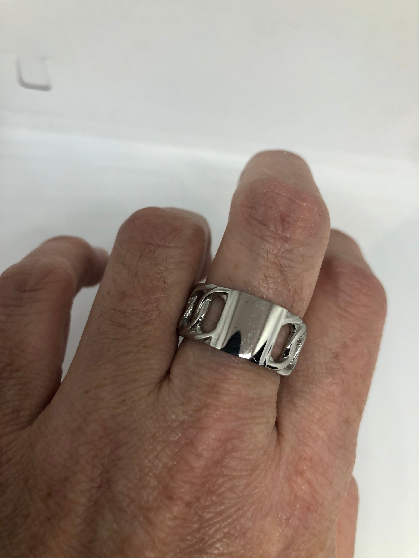 Vintage Insignia Signet Stainless Steel Band Infinity Ring