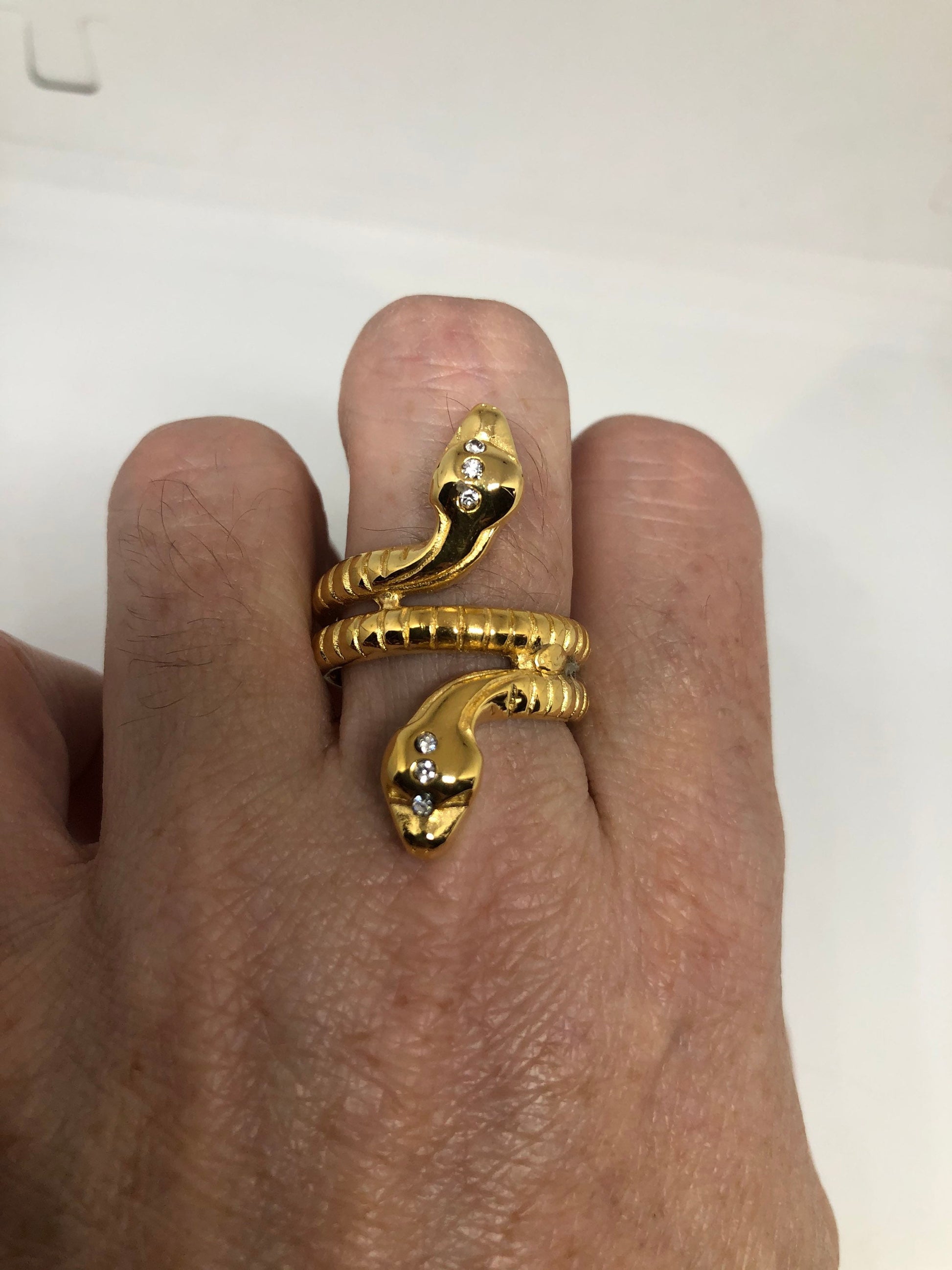 Vintage Gothic Golden Stainless Steel Snake Ring