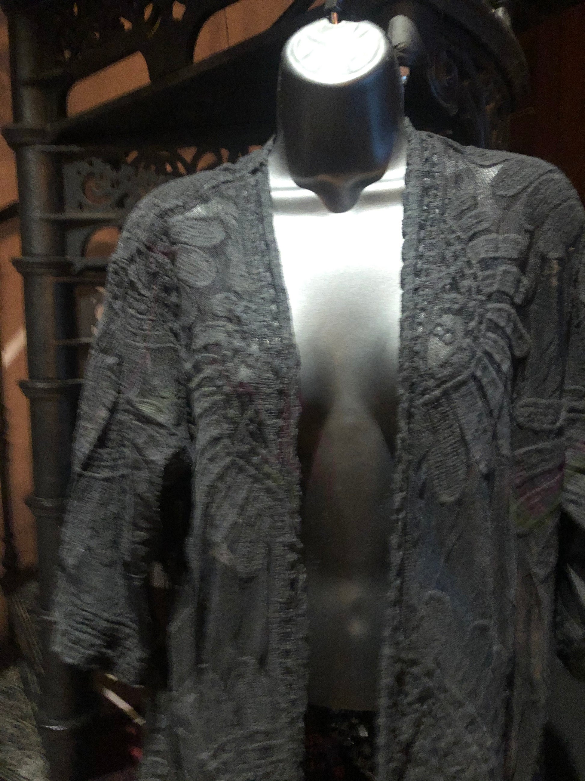 Lace Kimono Jacket Vintage Style Black Embroidered wrap