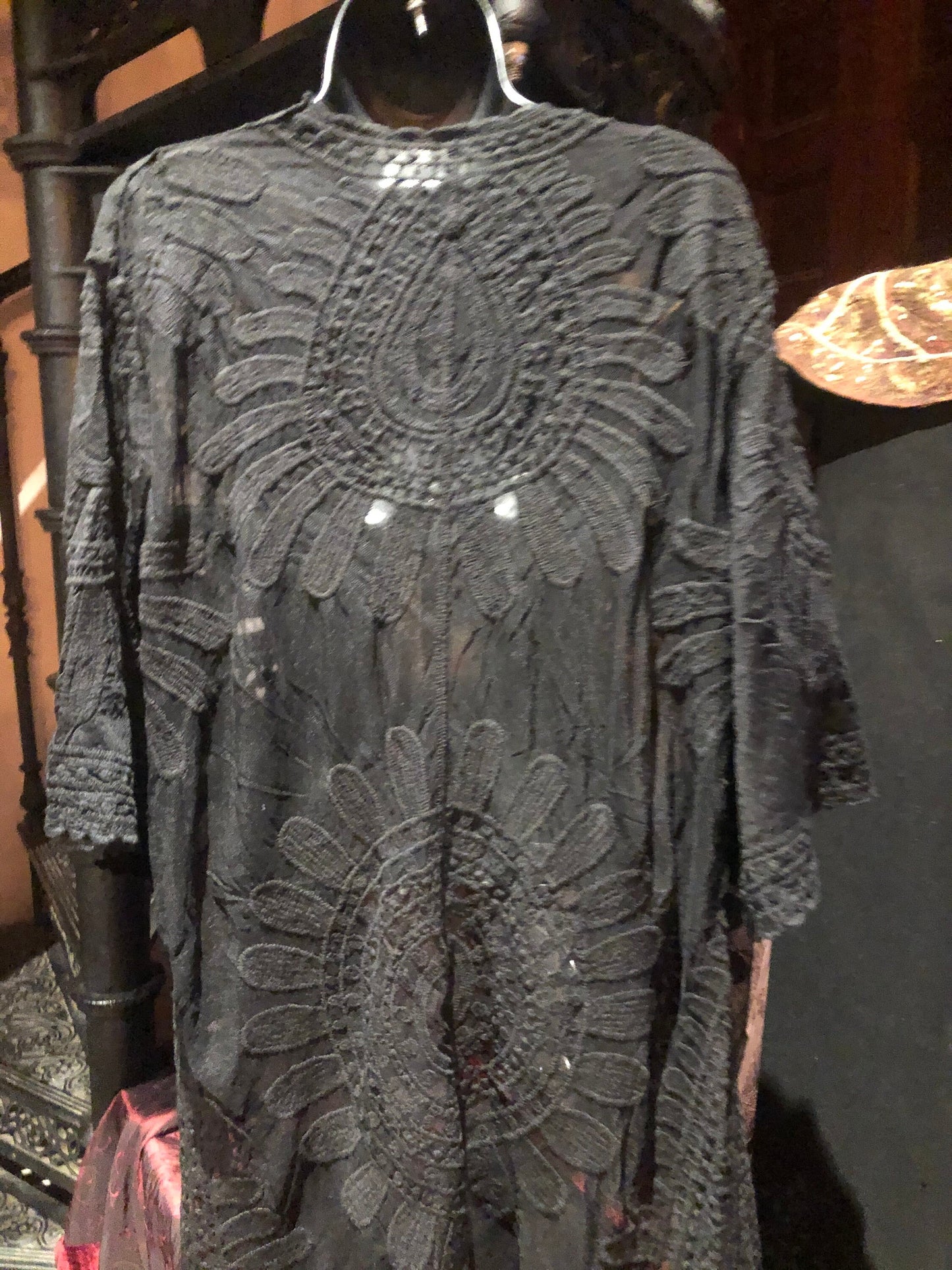 Lace Kimono Jacket Vintage Style Black Embroidered wrap