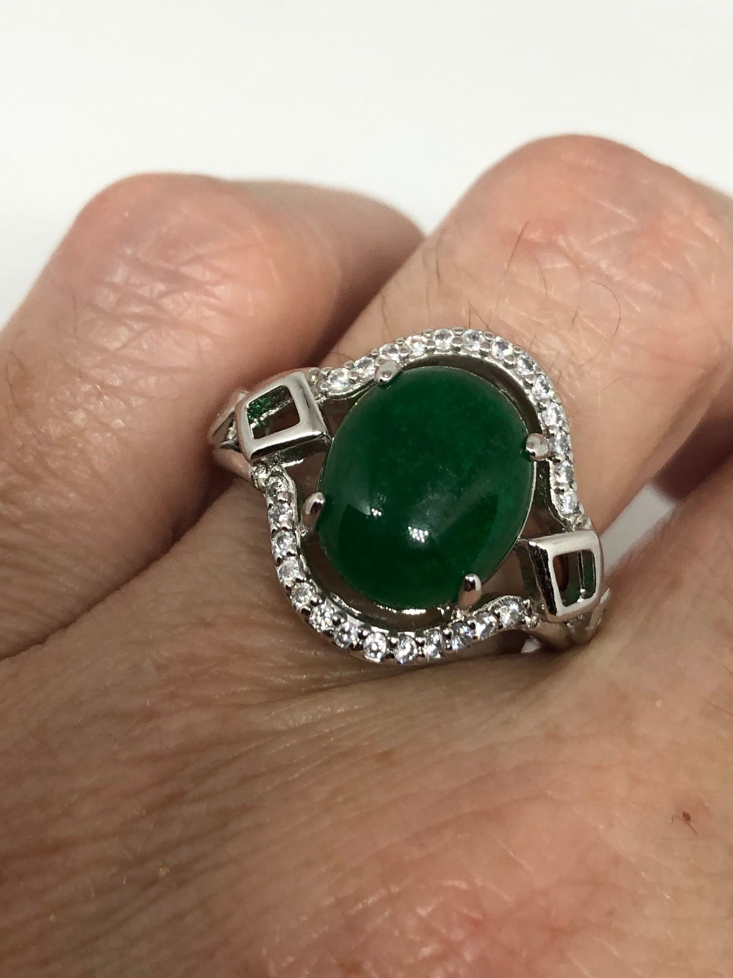 Vintage Lucky Green Nephrite Jade Ring