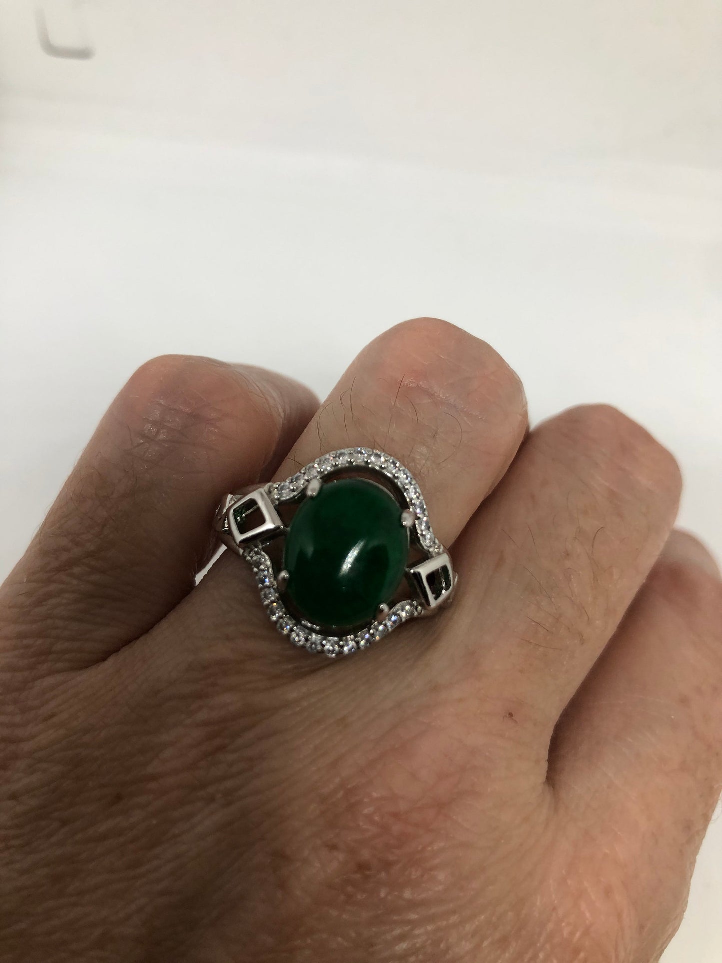 Vintage Lucky Green Nephrite Jade Ring