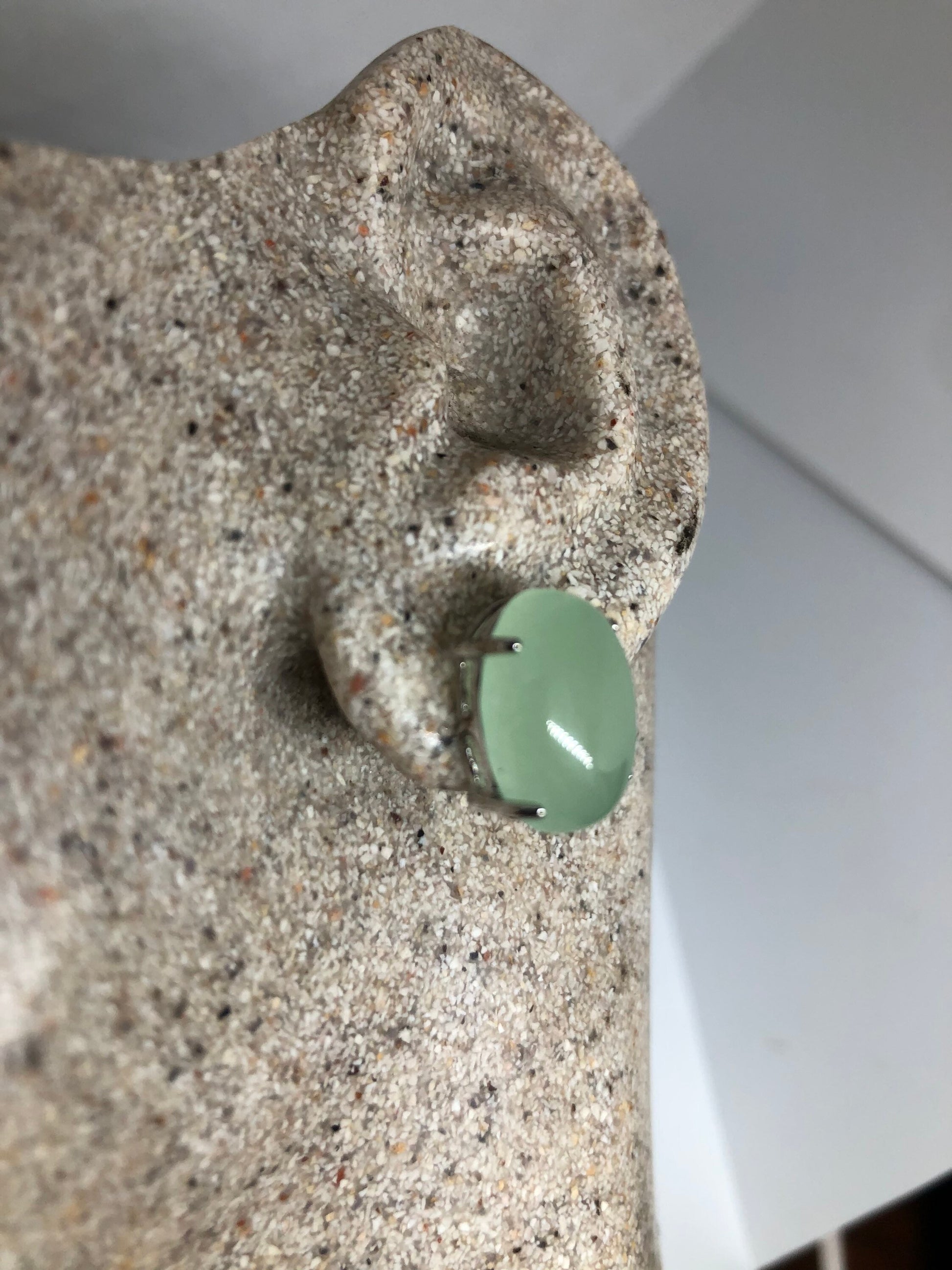 Vintage Green Jade Earrings Stud Button