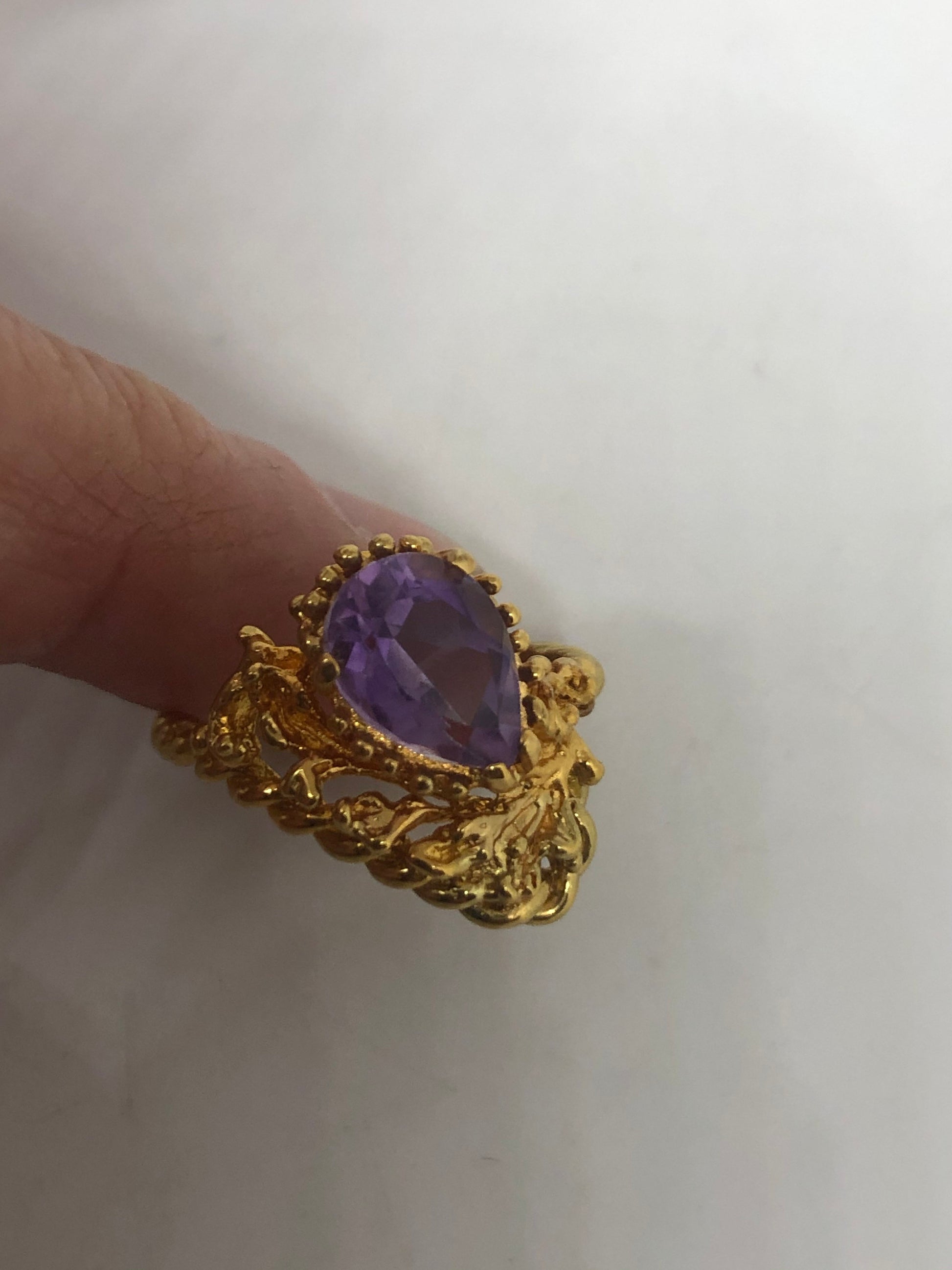 Vintage Purple Amethyst Ring 925 Sterling Silver Size 7