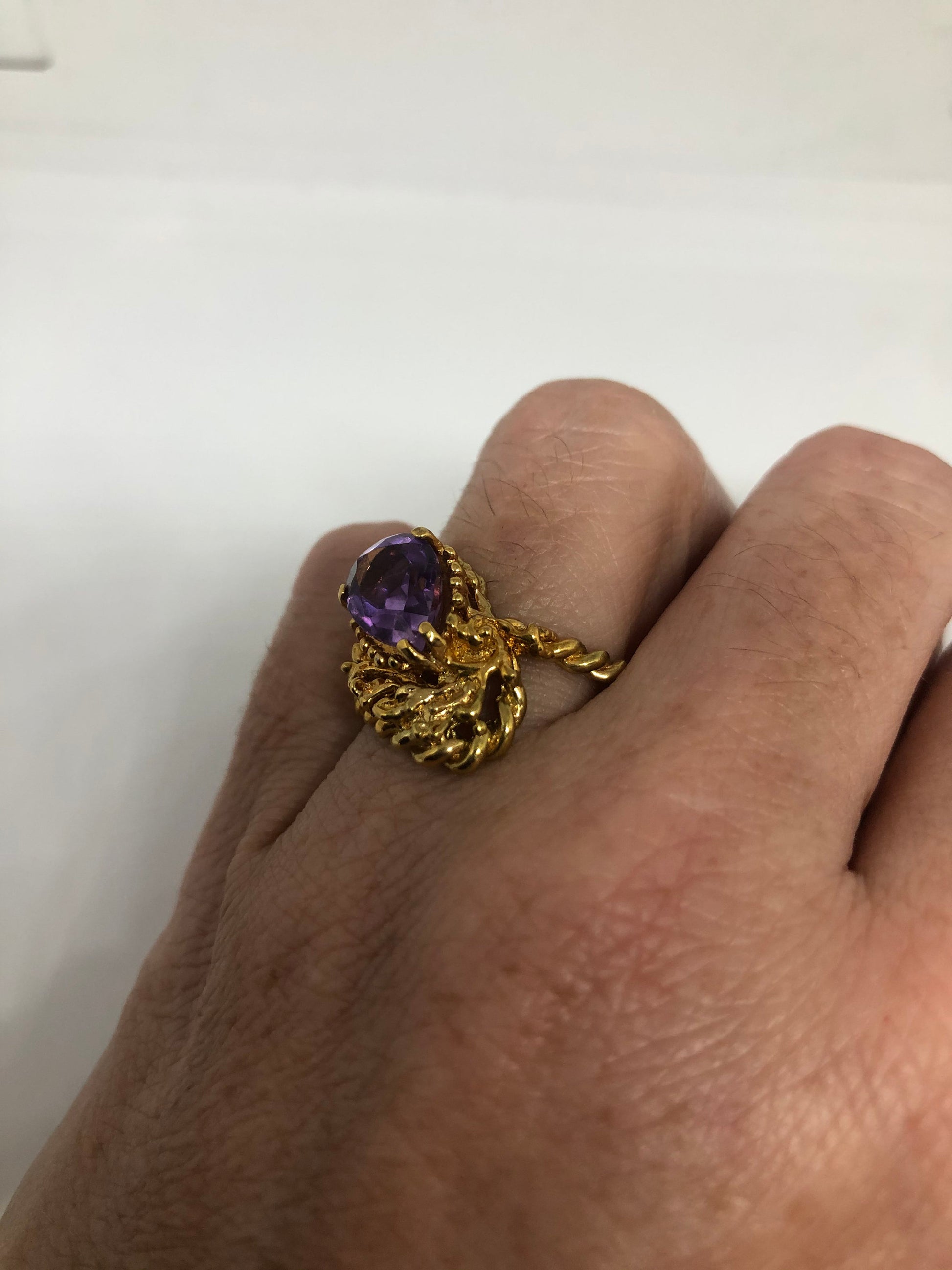 Vintage Purple Amethyst Ring 925 Sterling Silver Size 7