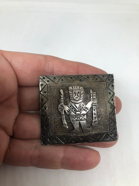 Vintage Hand Made Peruvian 925 Sterling Silver Brooch Pin