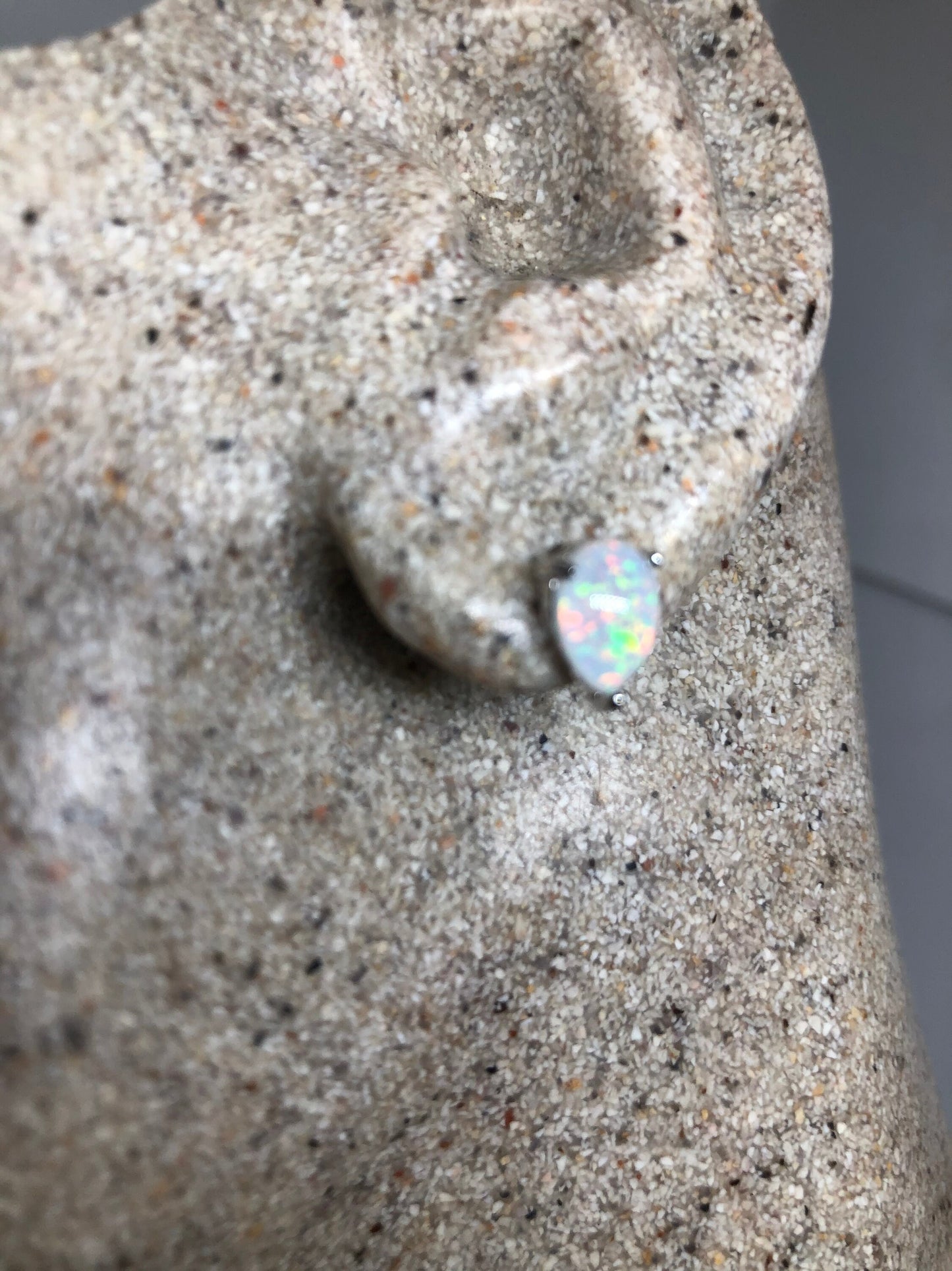 Vintage Opal Earrings 925 Sterling Silver Stud Button