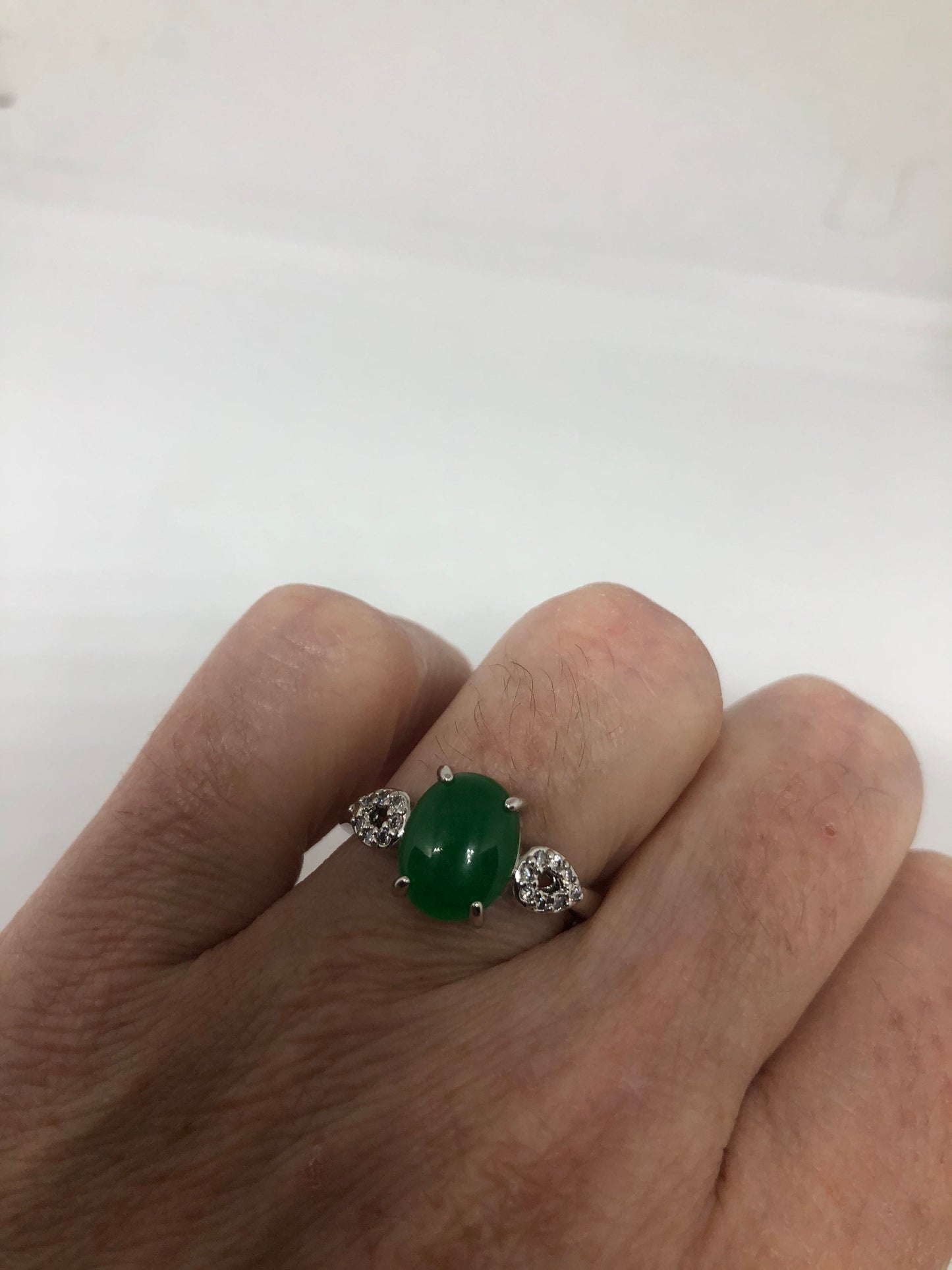 Vintage Lucky Green Nephrite Jade Ring