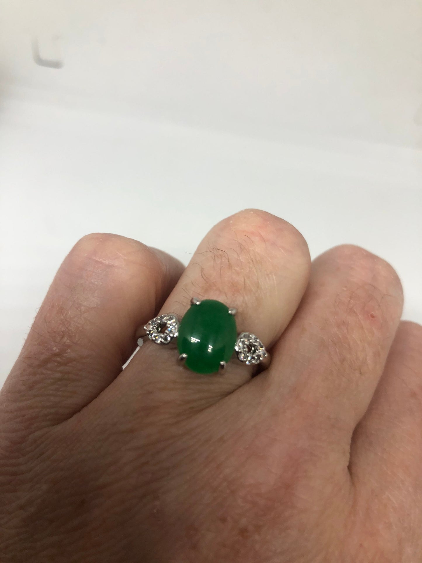 Vintage Lucky Green Nephrite Jade Ring