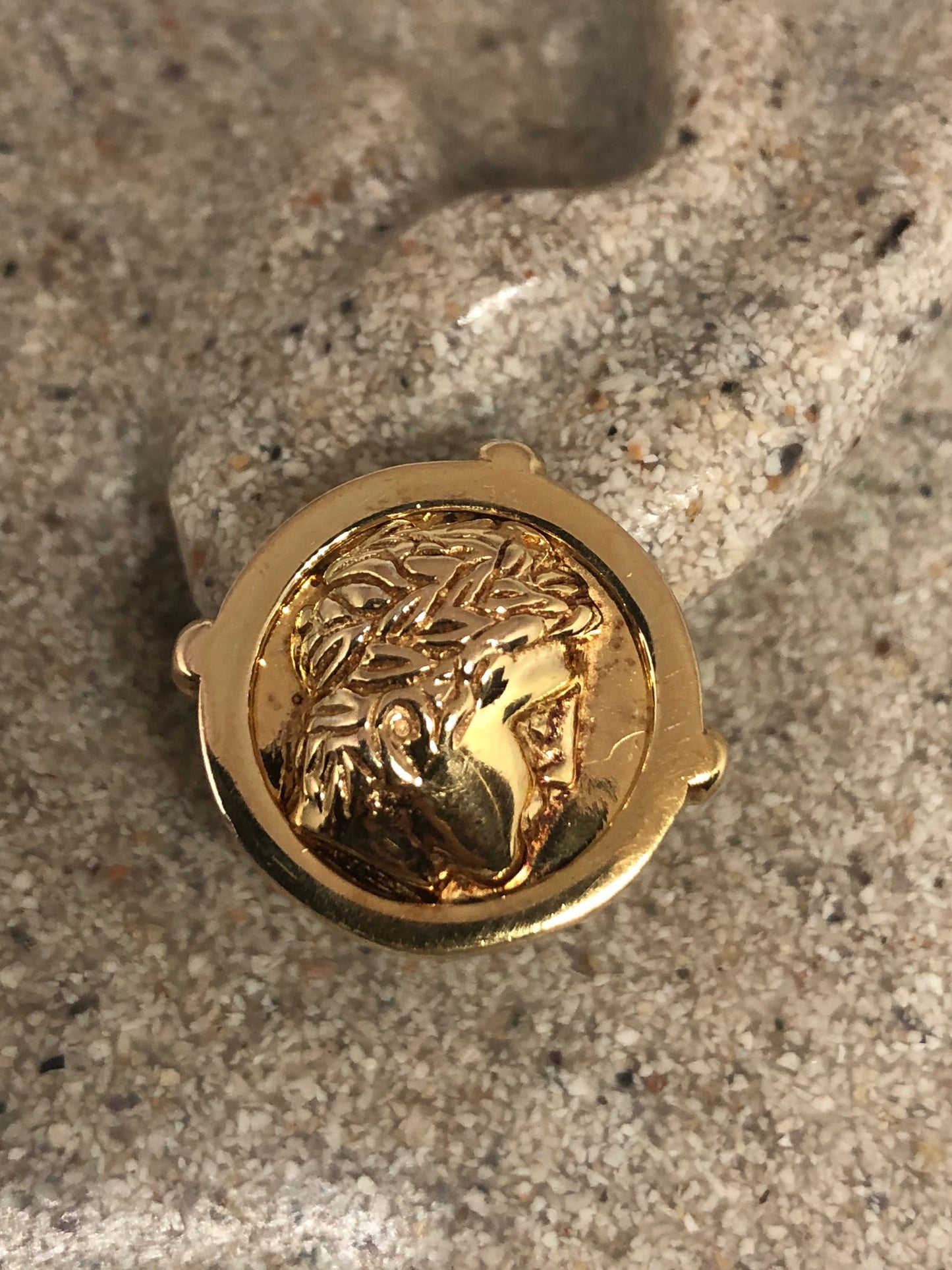 Vintage Cameo Intaglio Earrings Golden 925 Sterling Silver