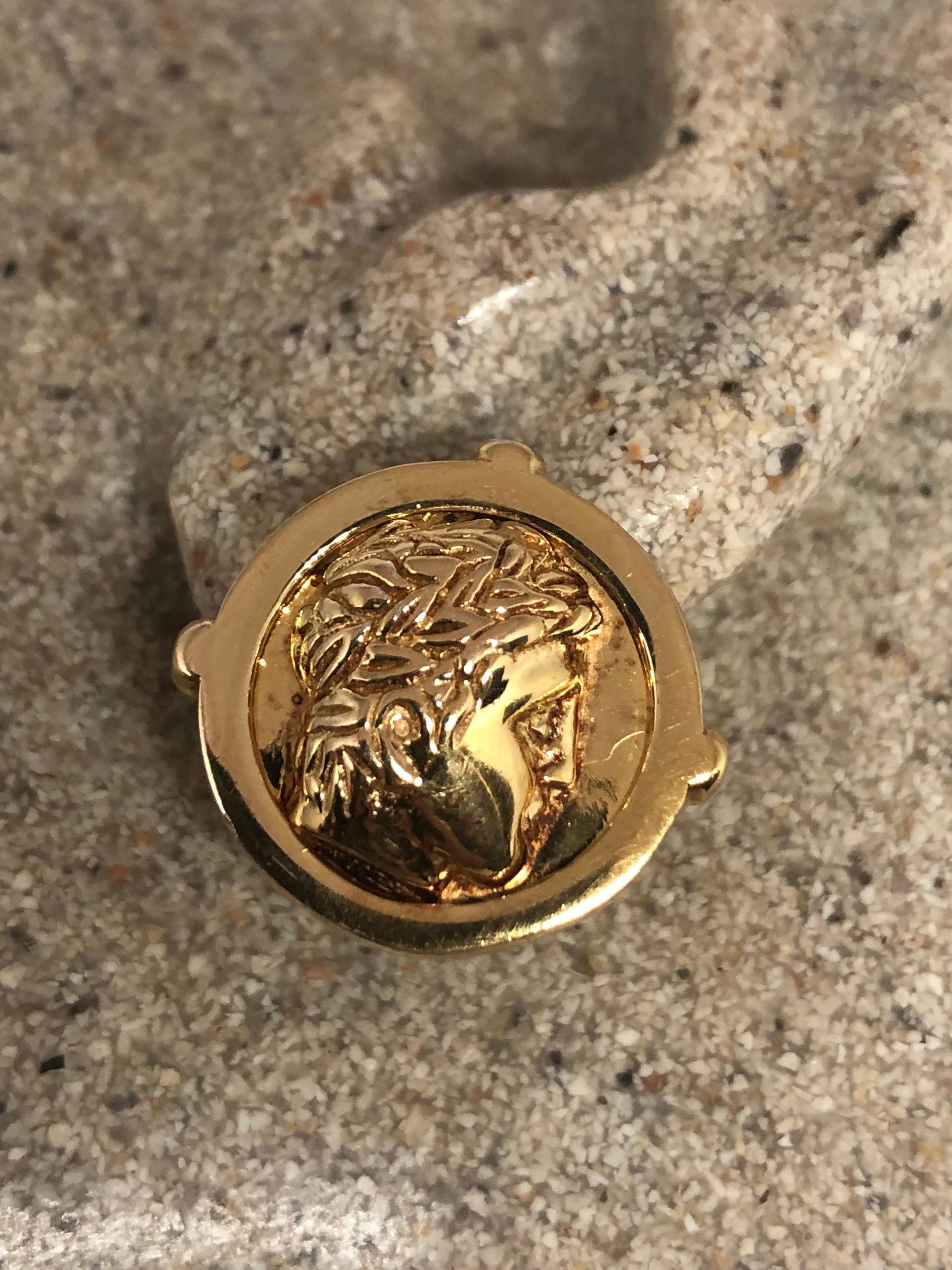 Vintage Cameo Intaglio Earrings Golden 925 Sterling Silver