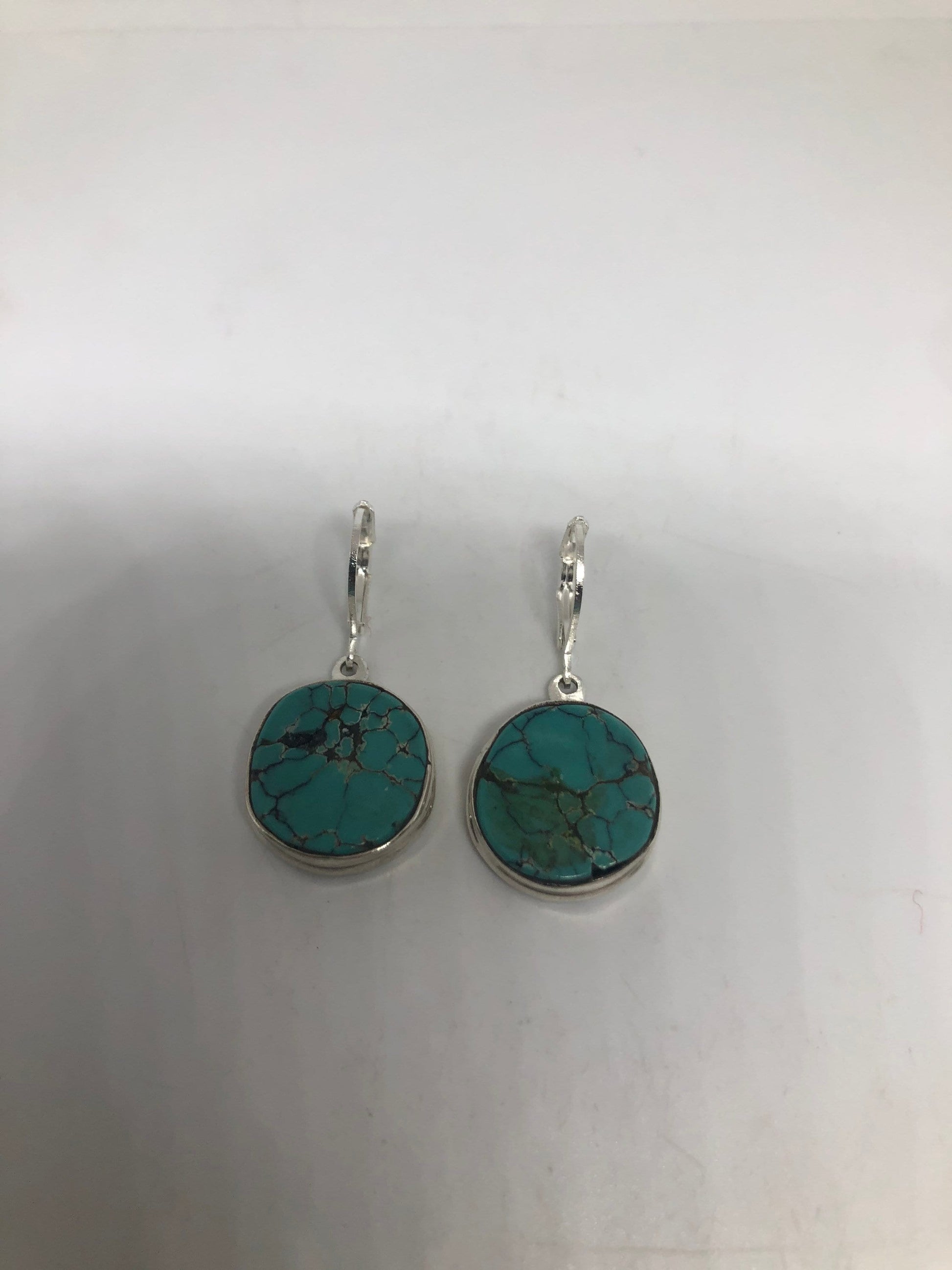 Vintage Sterling Silver Blue Turquoise LeverBack Earrings