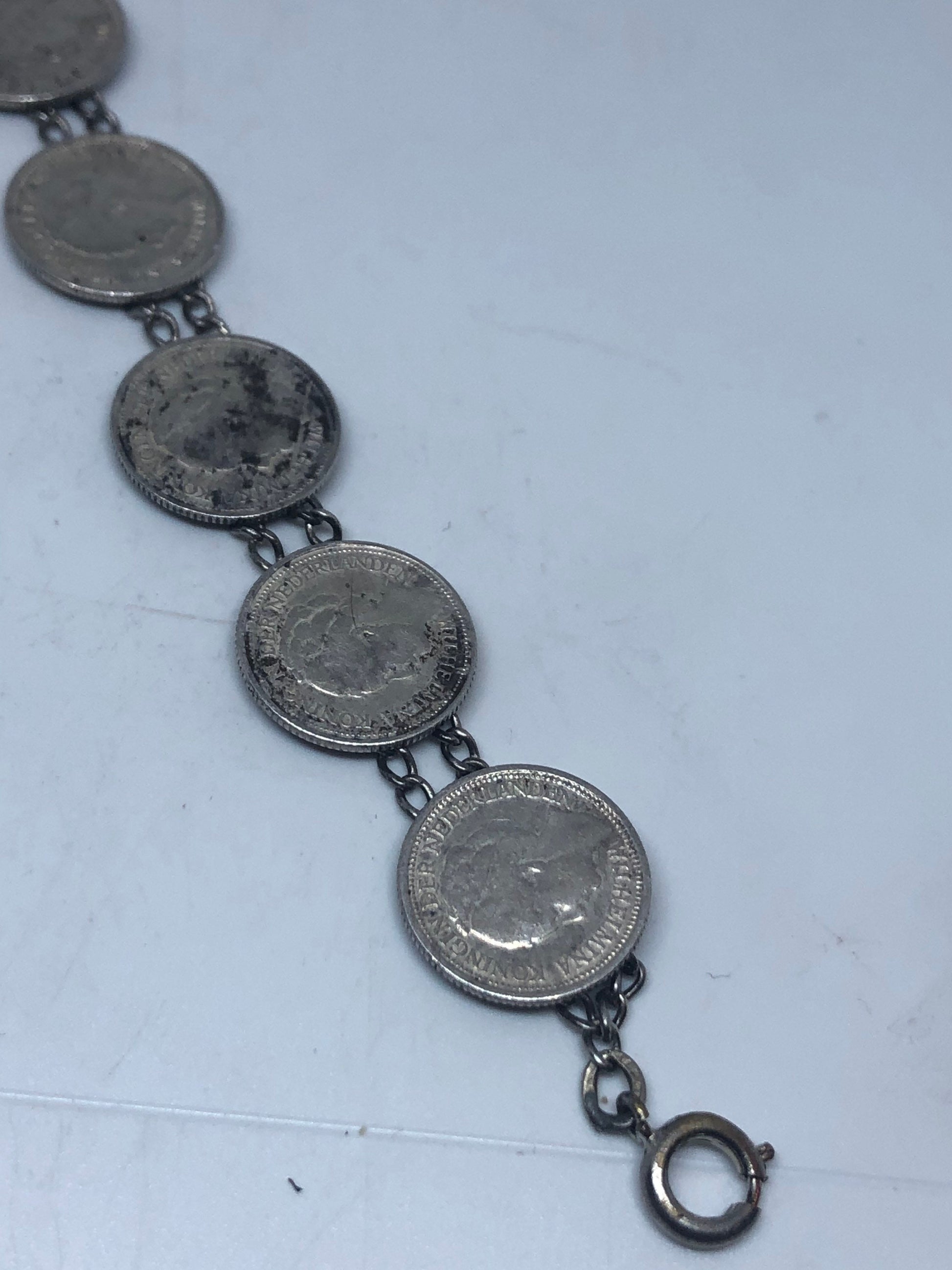 Vintage Coin Bracelet 925 Sterling Silver