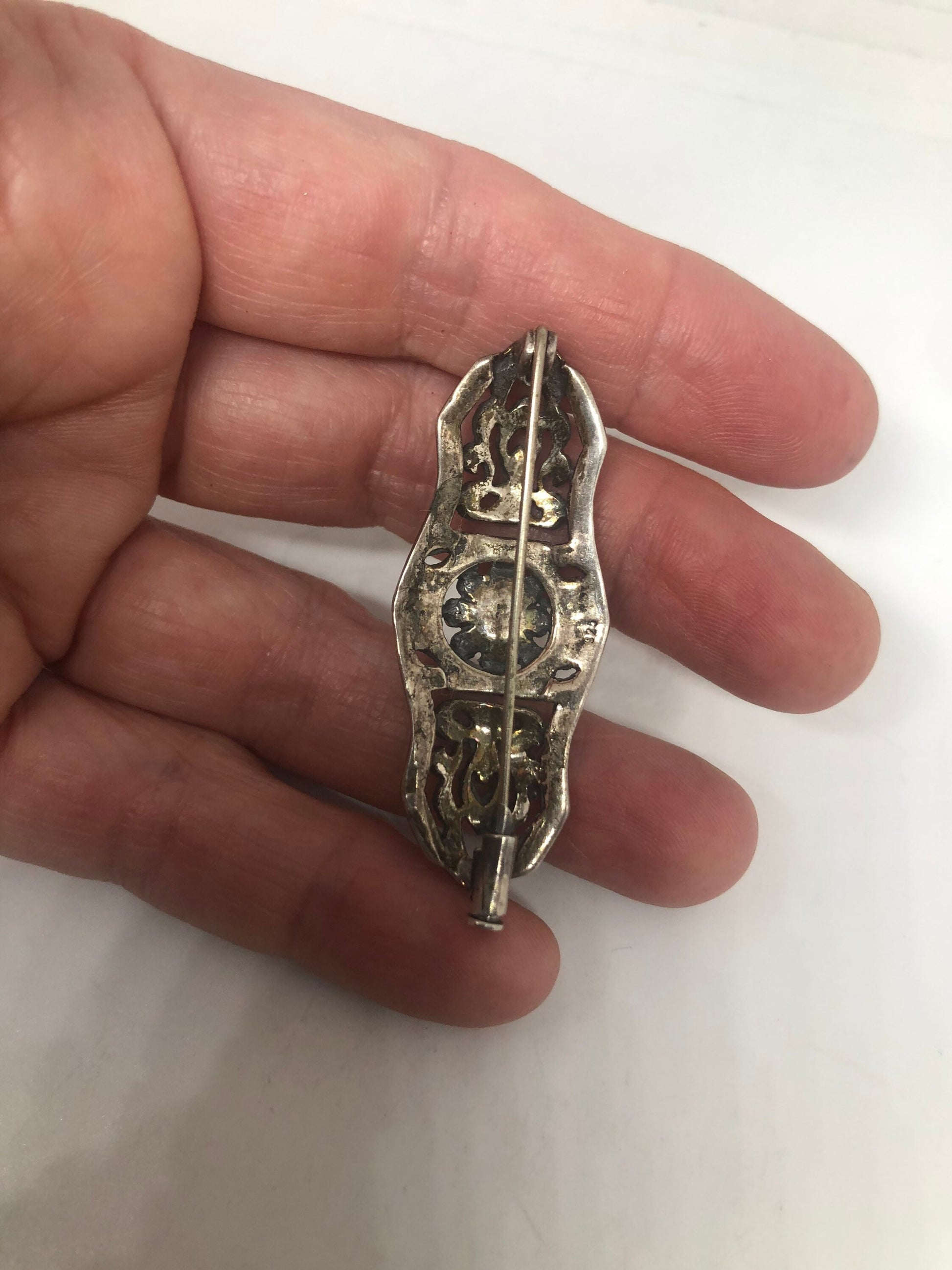 Vintage Pin, Marcasite set in 925 Sterling Silver Brooch