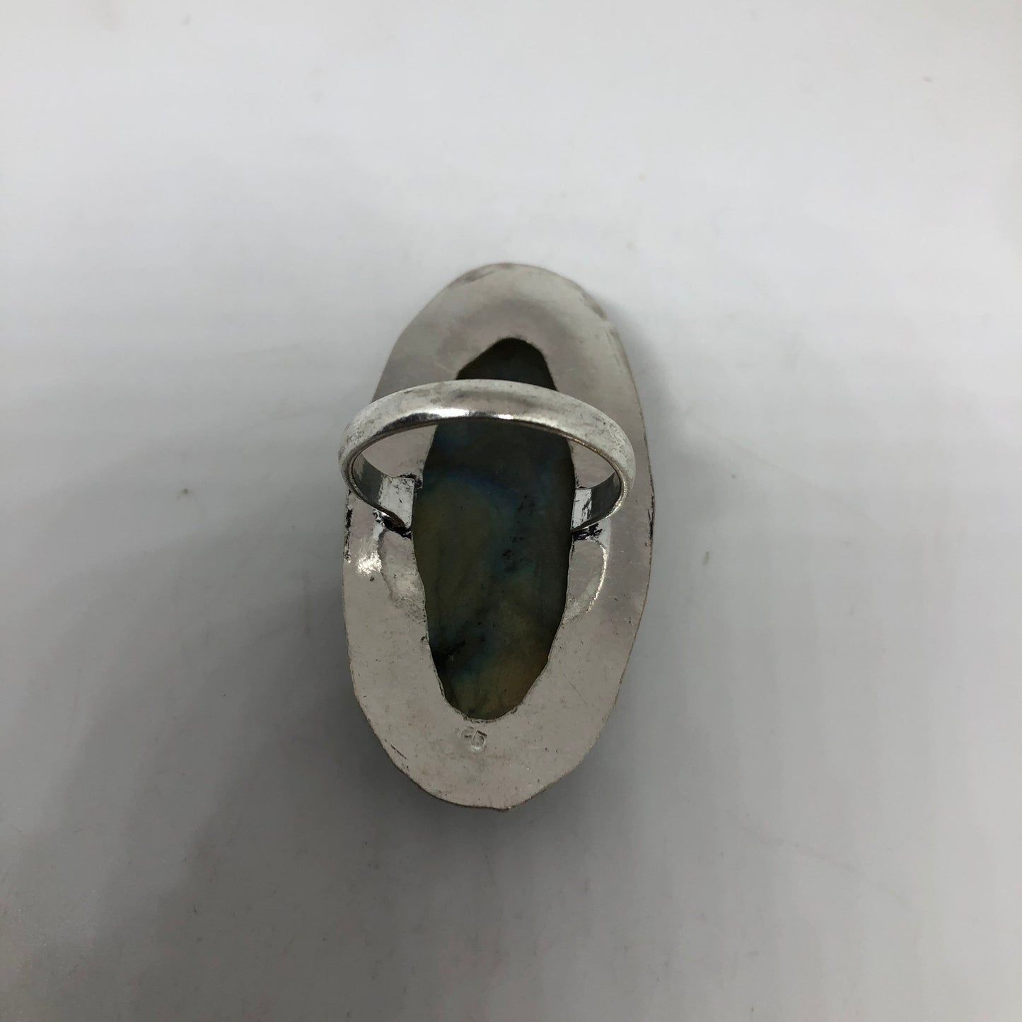 Vintage Labradorite Rainbow Moonstone Silver Ring Size 8