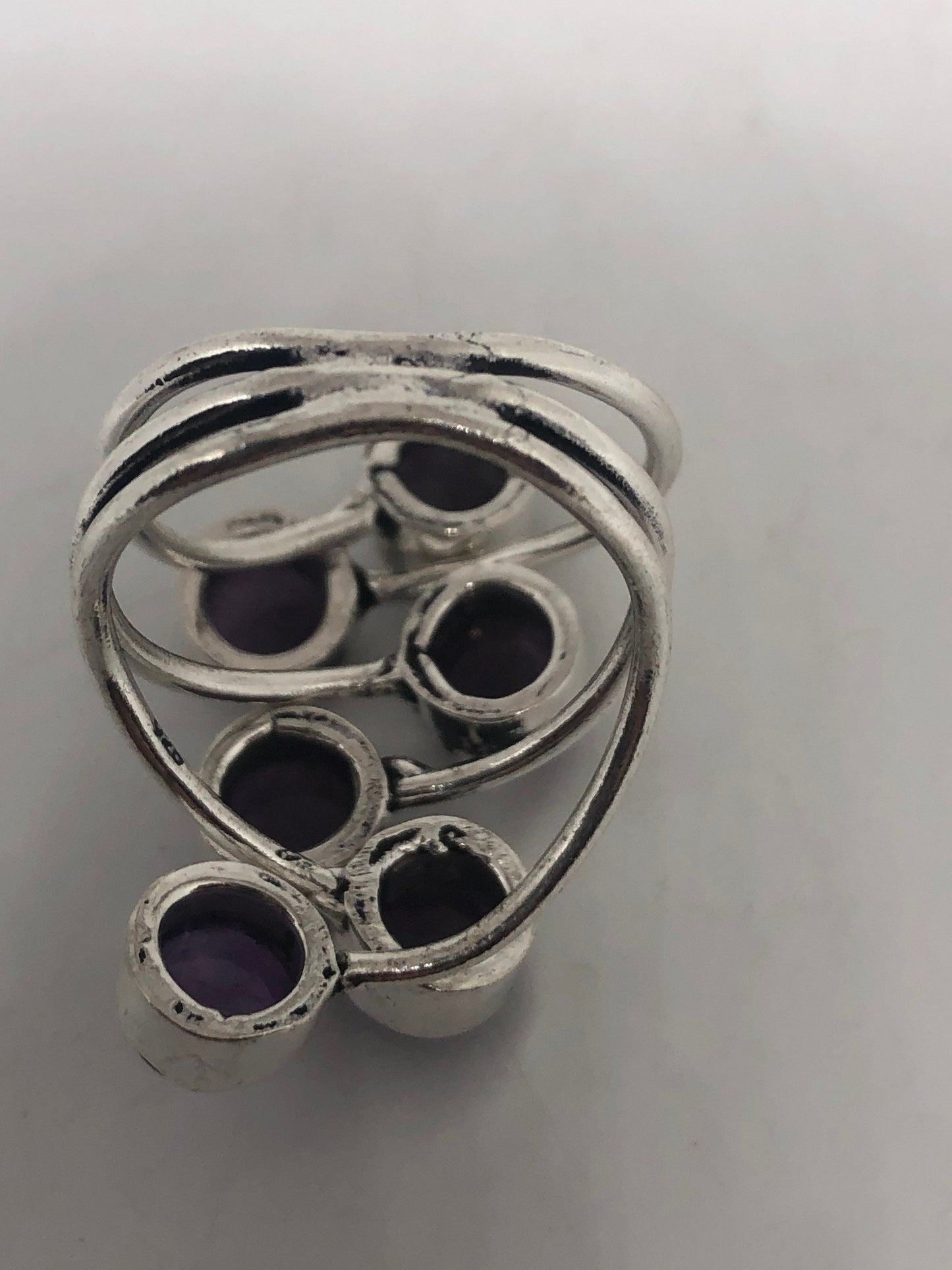 Vintage Purple Amethyst Cocktail Ring Adjustable Statement