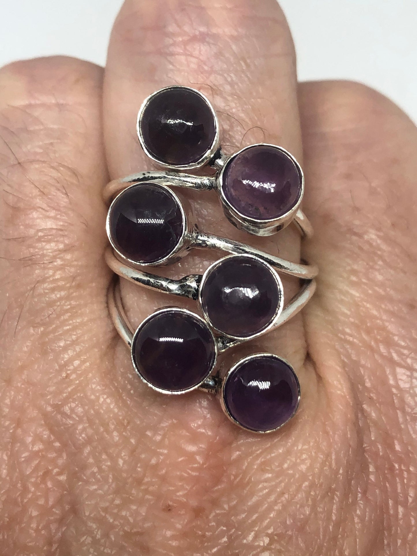 Vintage Purple Amethyst Cocktail Ring Adjustable Statement