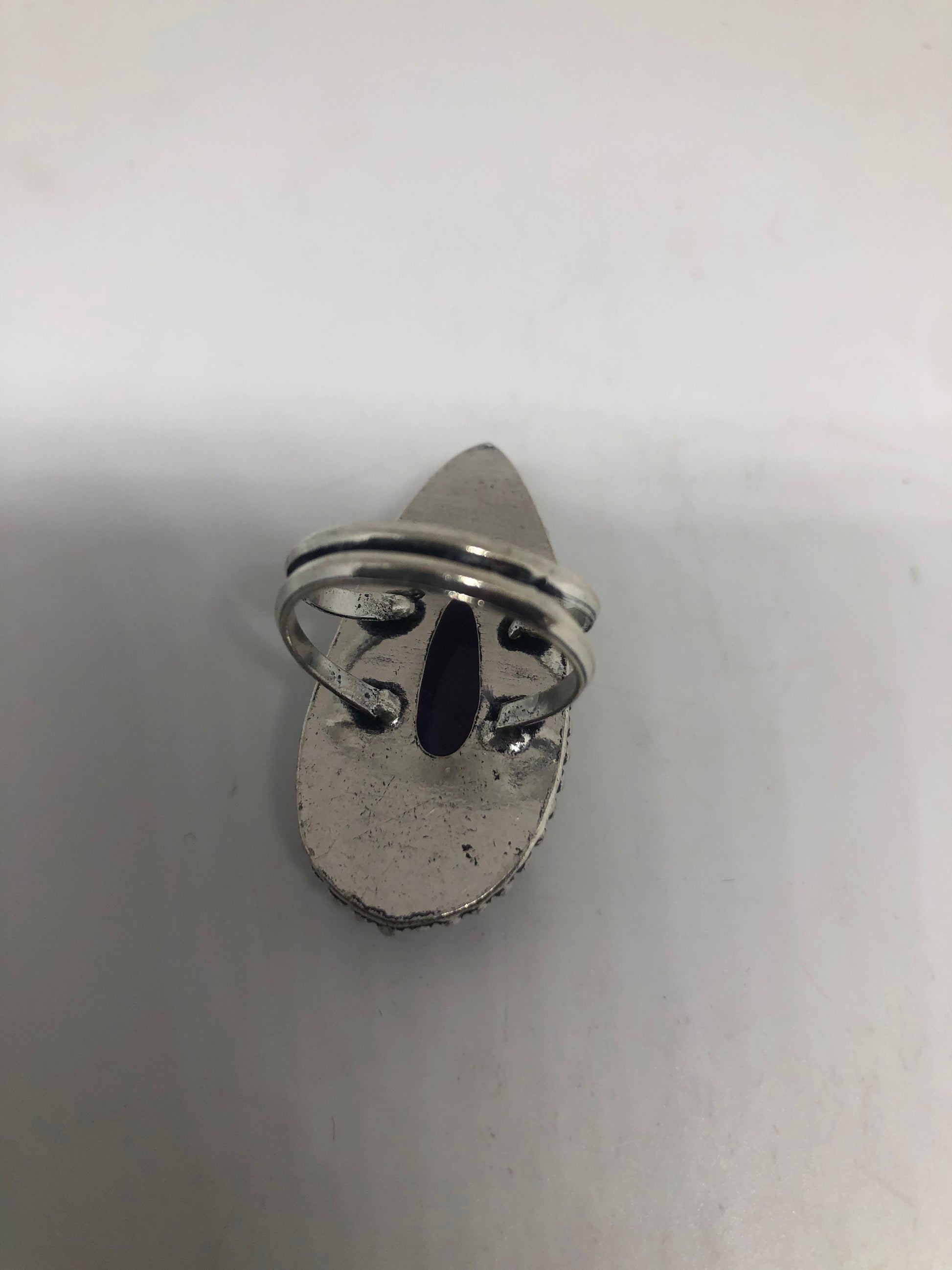 Vintage Purple Amethyst Silver Cocktail Statement Ring Size 7