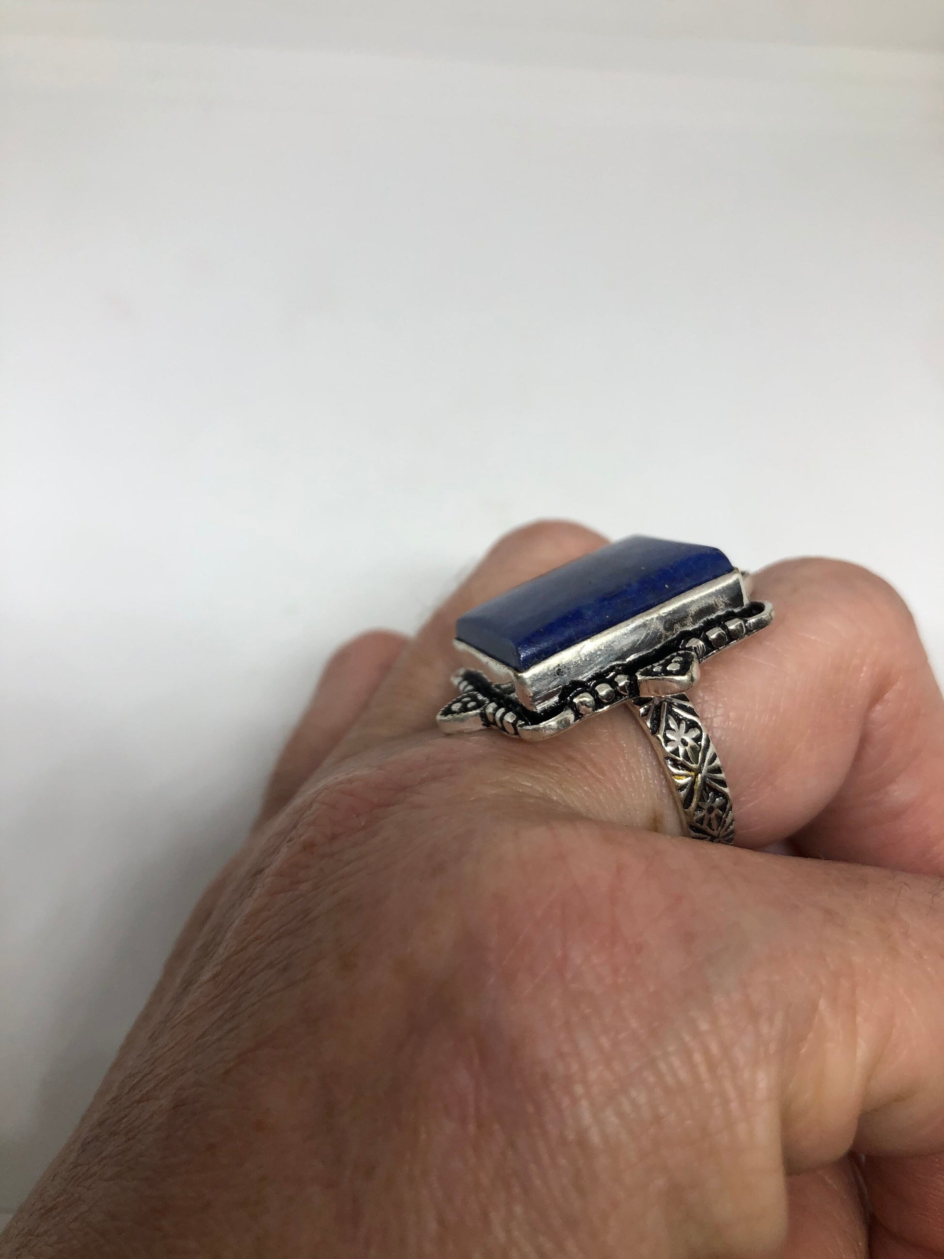 Vintage Blue Genuine Lapis Lazuli Cocktail Ring