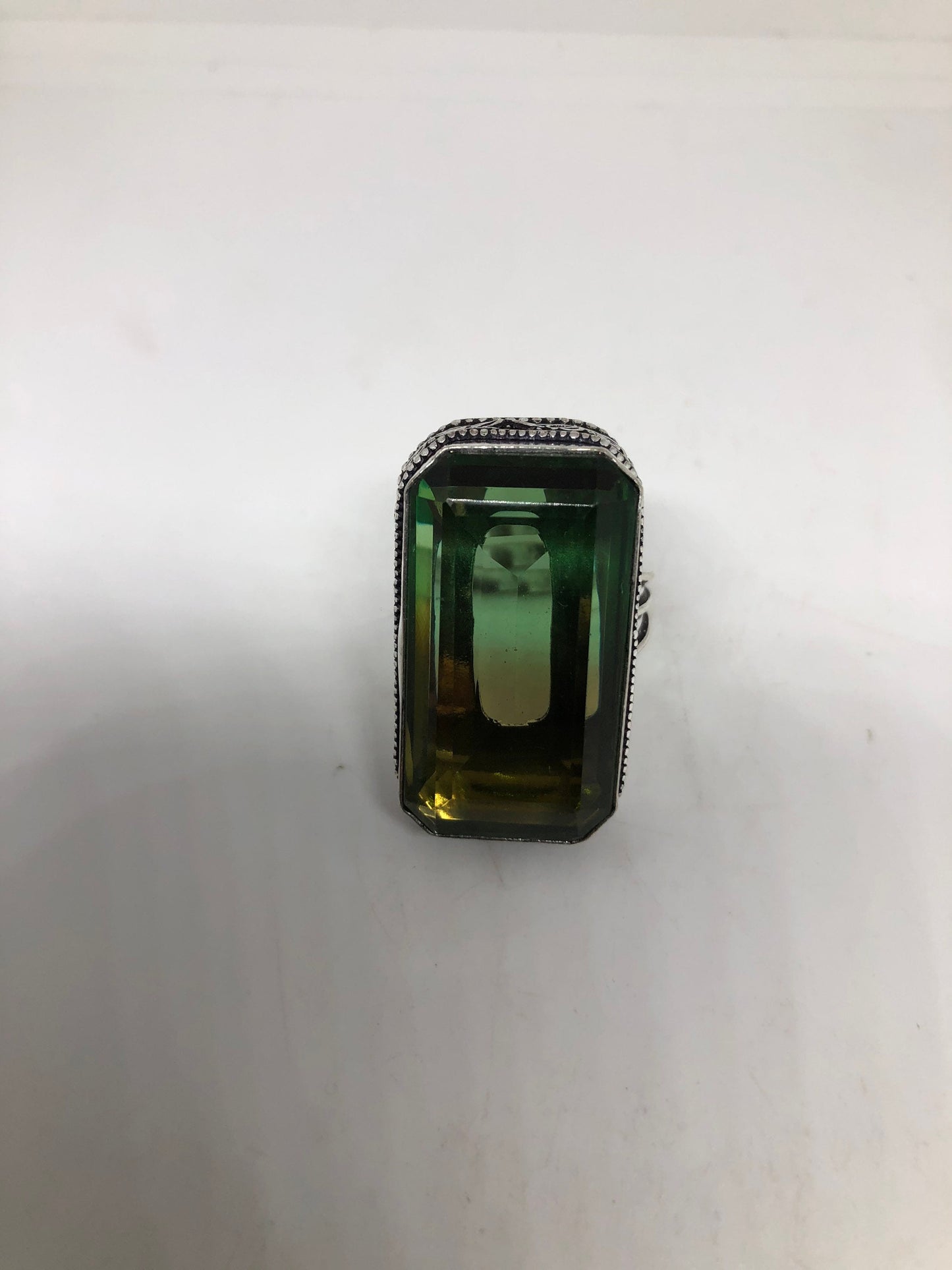 Vintage Aqua Vintage Art Glass Ring Cocktail Statement