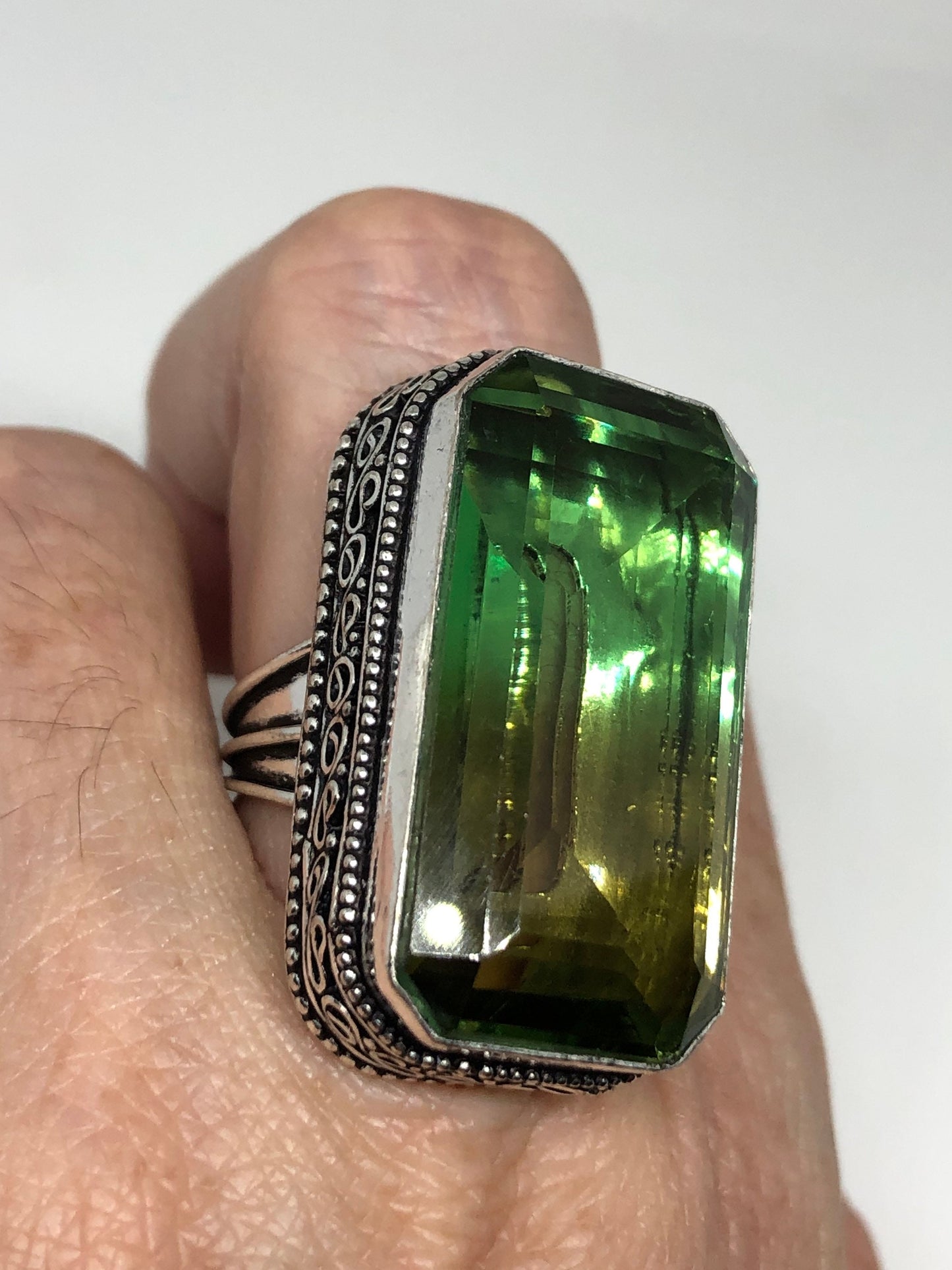 Vintage Aqua Vintage Art Glass Ring Cocktail Statement