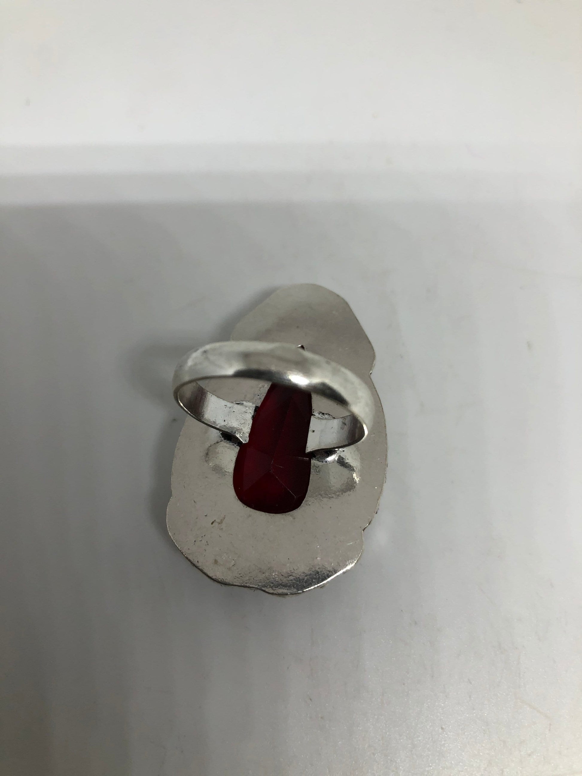 Vintage Vintage Red Art Glass Cocktail Ring Size 8