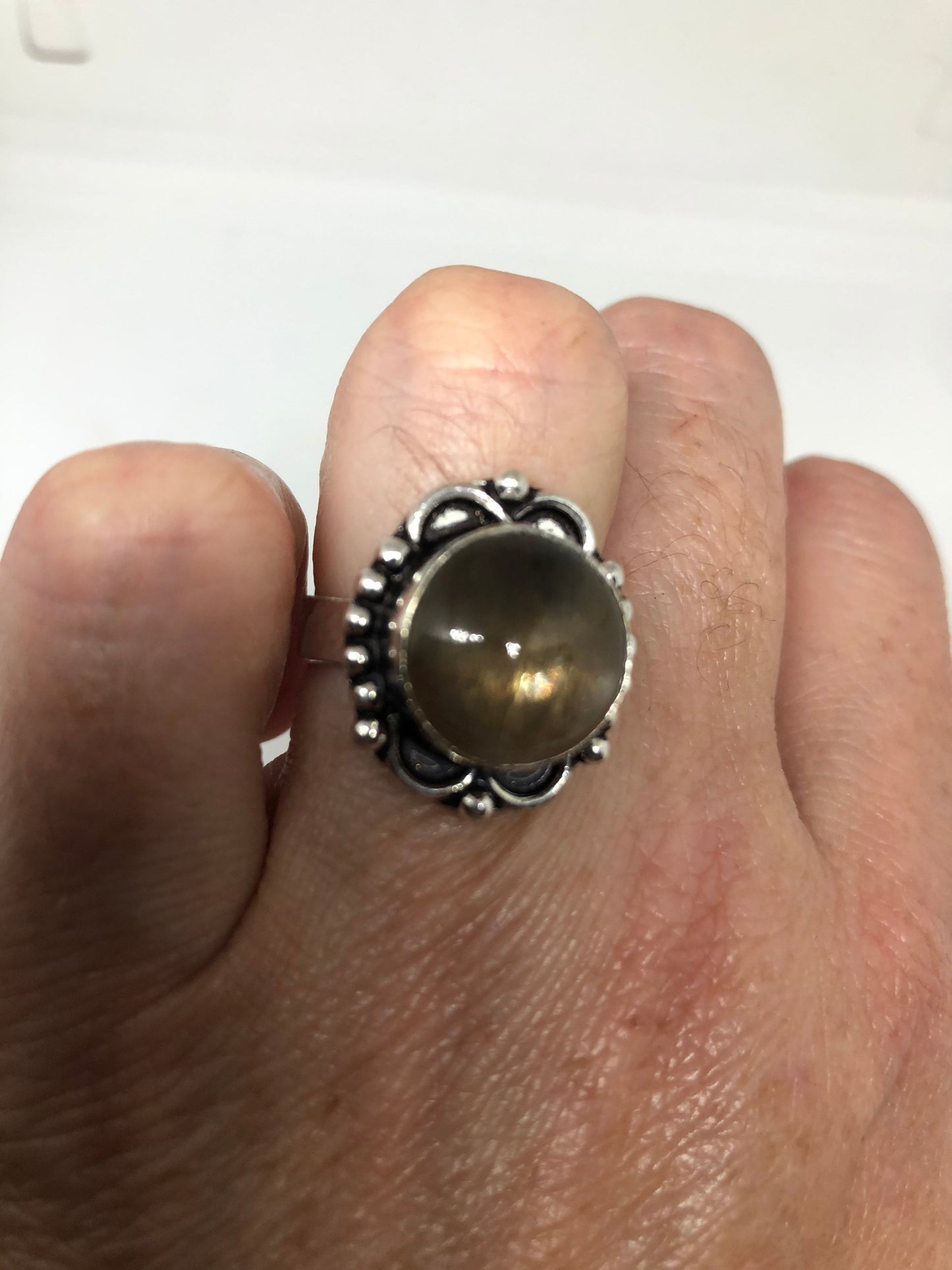 Vintage Bronze Moonstone Cocktail Statement Ring Size 7