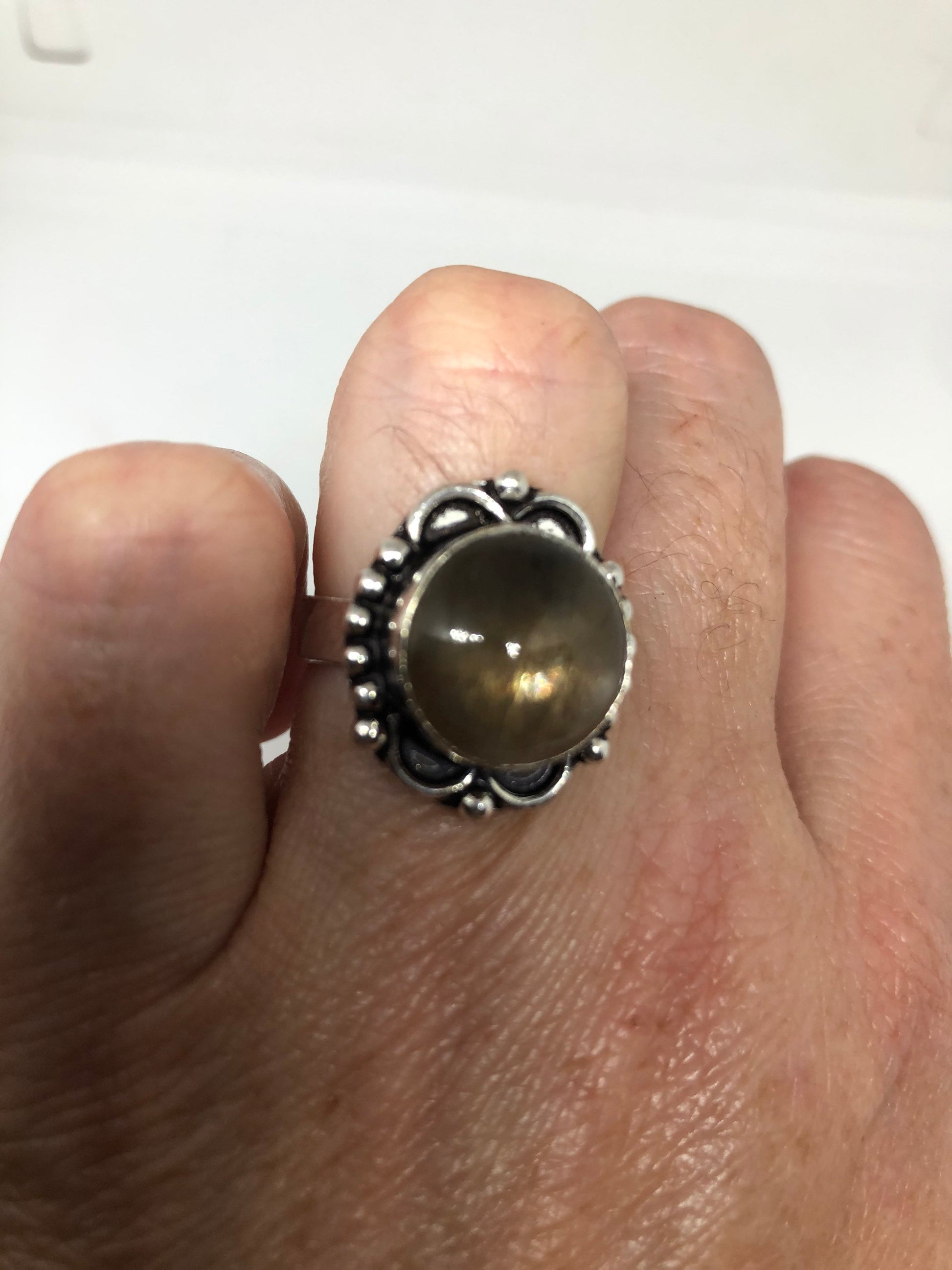 Vintage Bronze Moonstone Cocktail Statement Ring Size 7