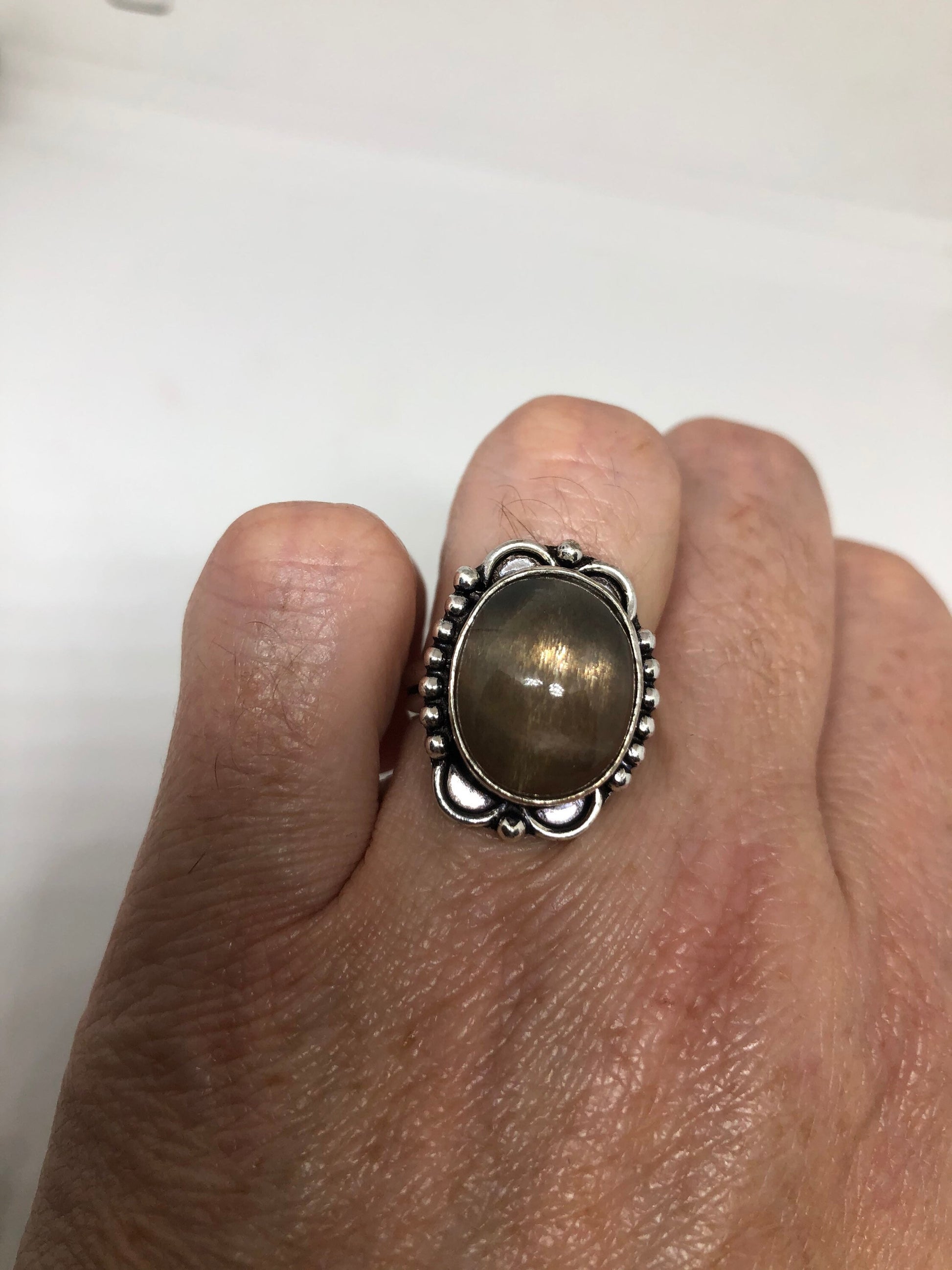 Vintage Bronze Moonstone Cocktail Ring Size 7