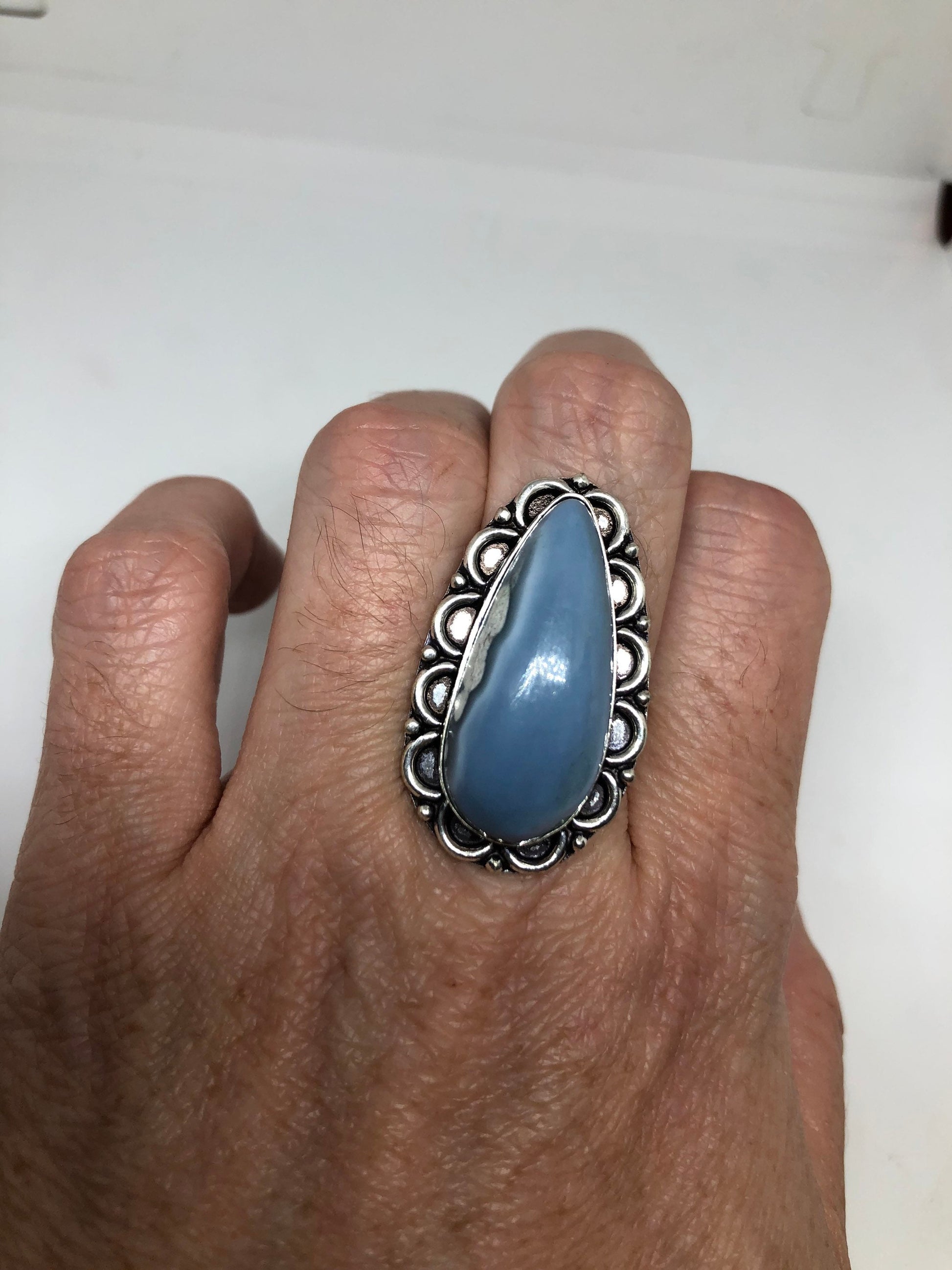 Vintage Blue Onyx Ring Cocktail Size 8.5