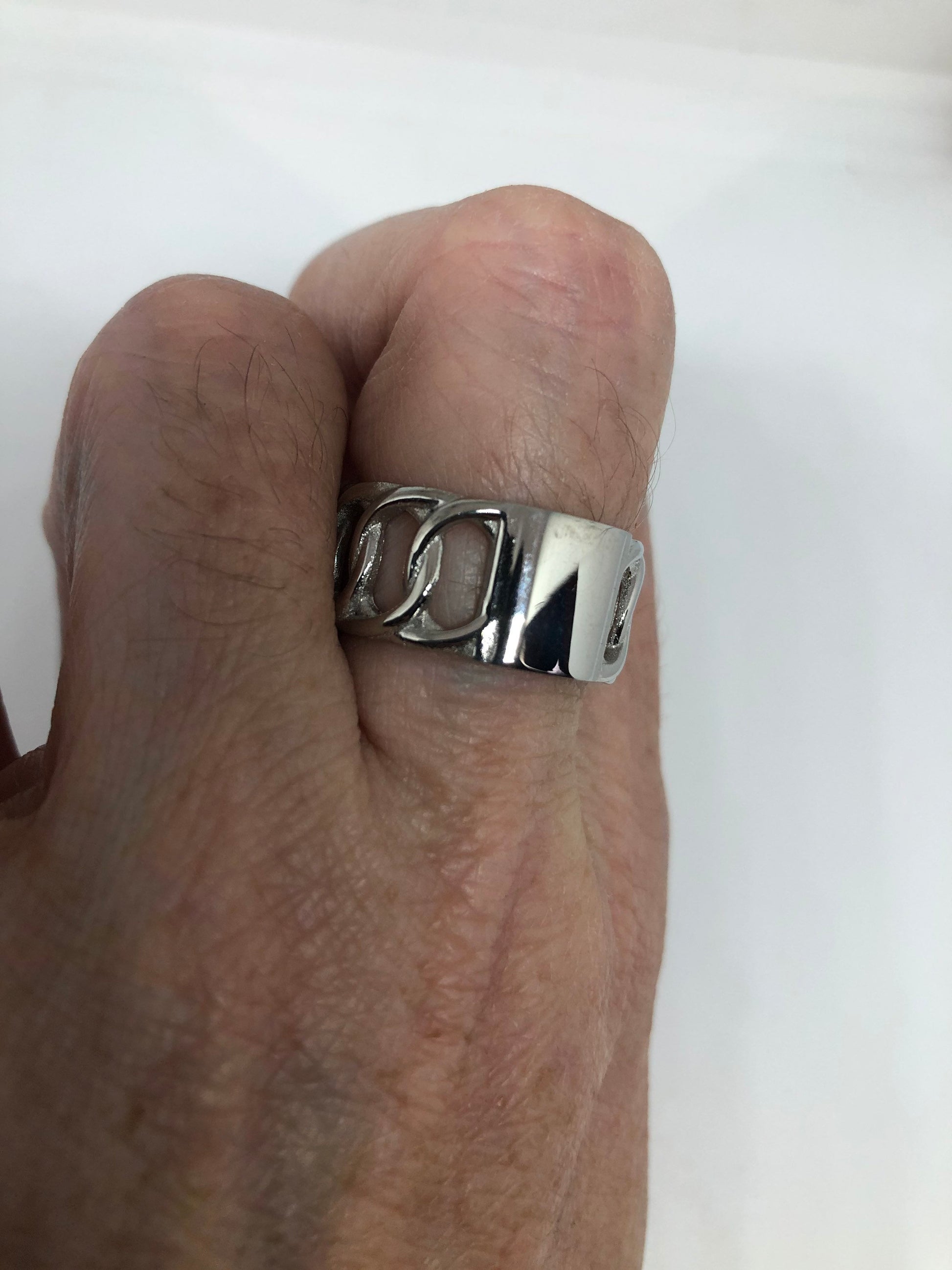 Vintage Insignia Signet Stainless Steel Band Infinity Ring