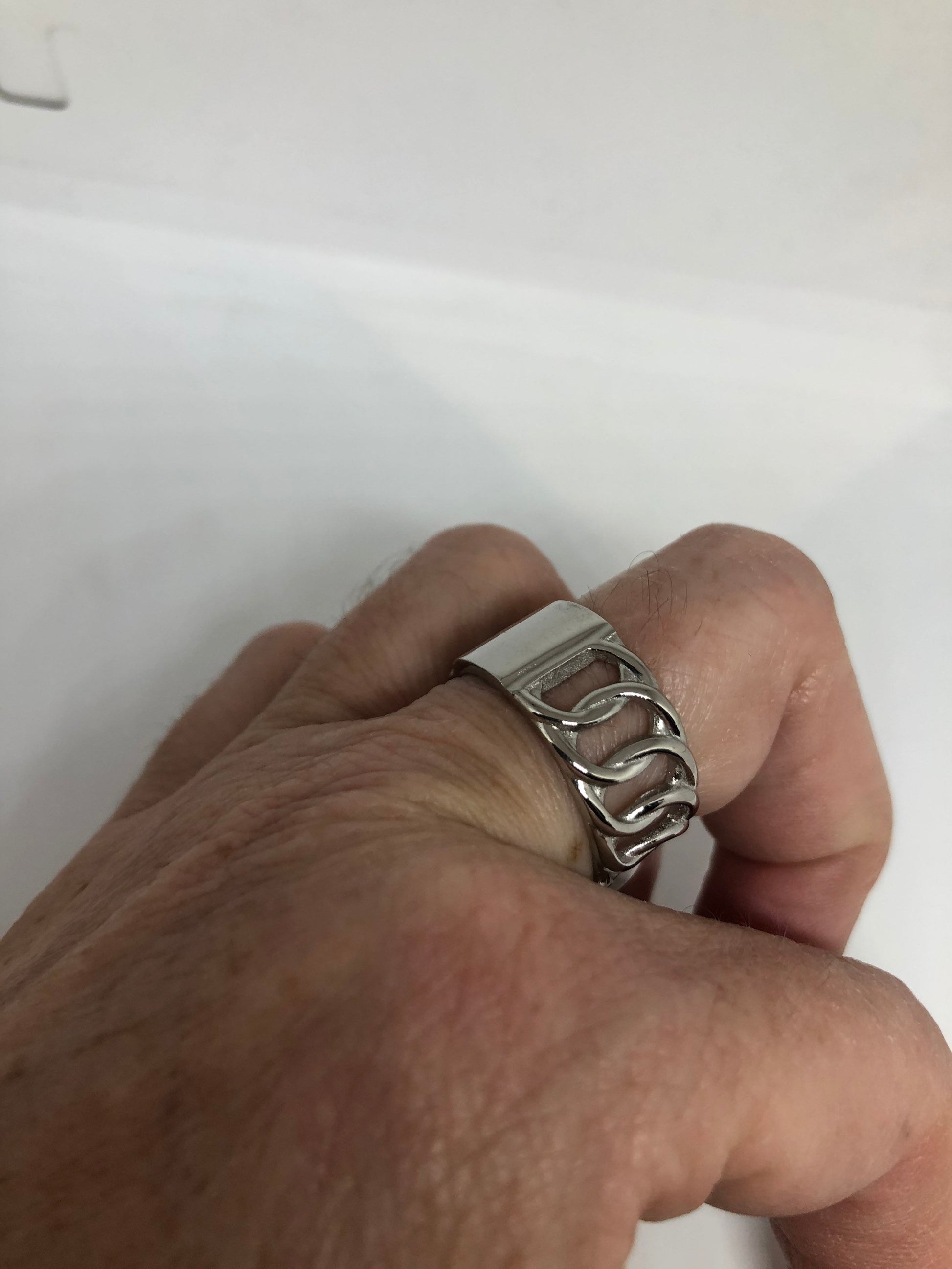 Vintage Insignia Signet Stainless Steel Band Infinity Ring