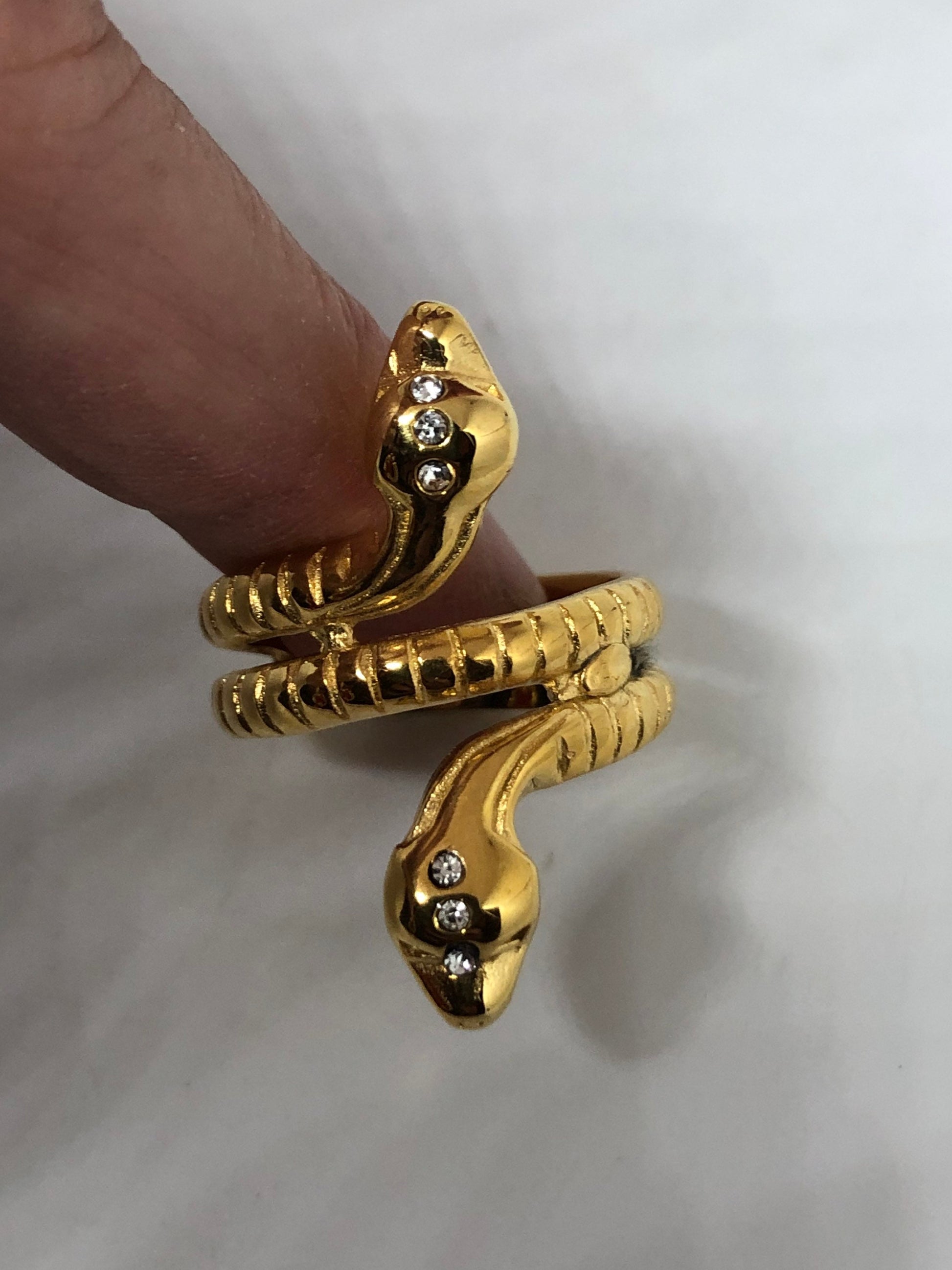 Vintage Gothic Golden Stainless Steel Snake Ring