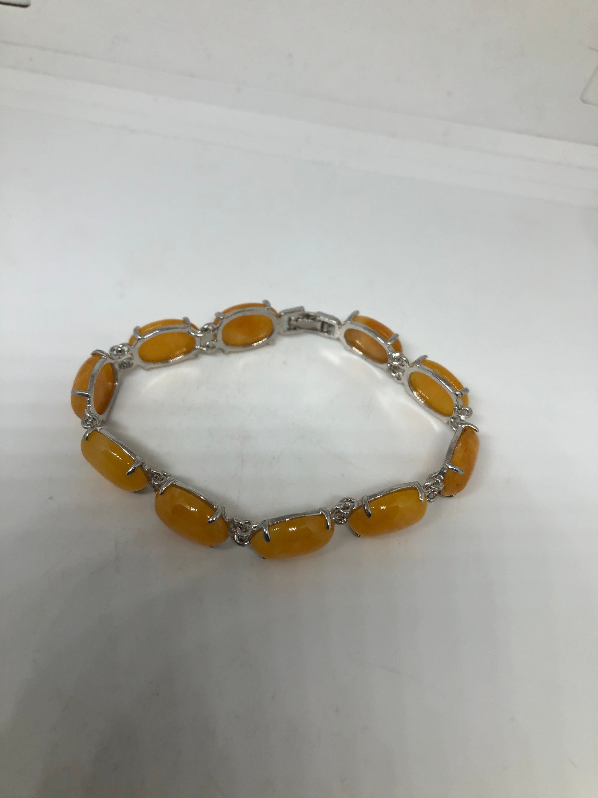 Vintage Yellow Jade Bracelet Silver