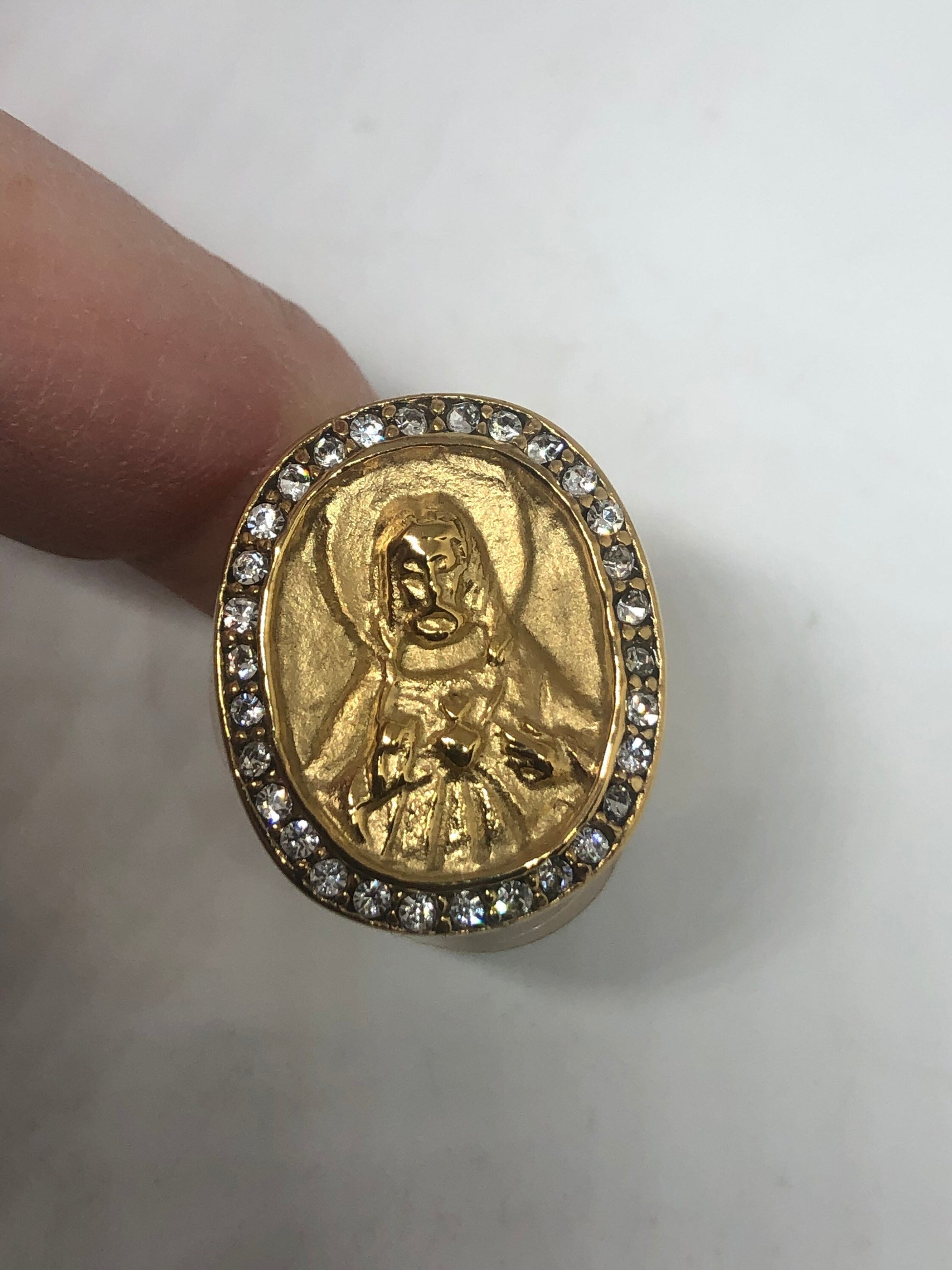 Vintage Mens Golden Jesus Ring