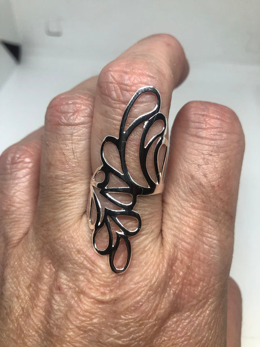 Vintage Sterling Silver Ring 925 Filigree Cocktail Statement