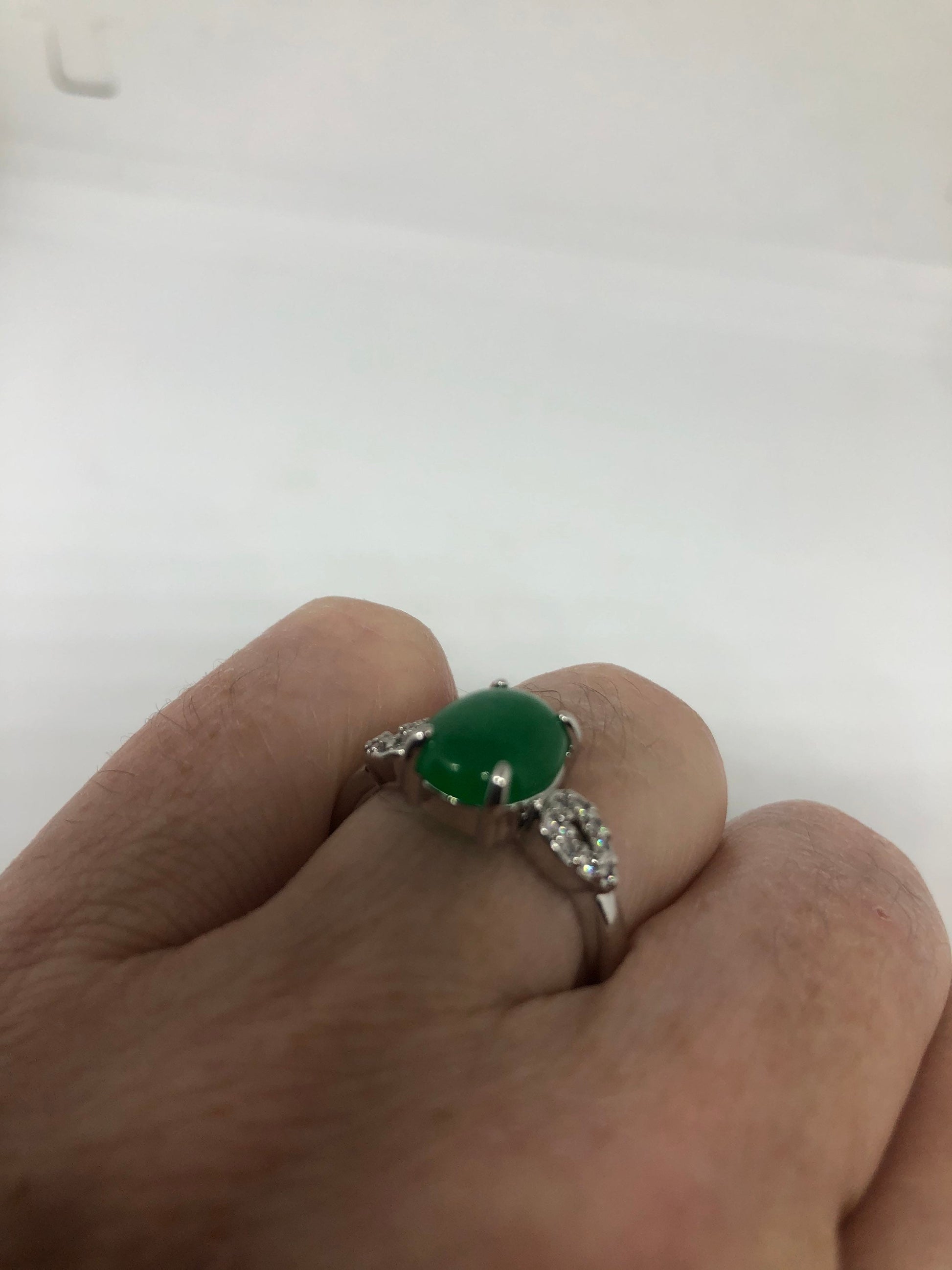 Vintage Lucky Green Nephrite Jade Ring