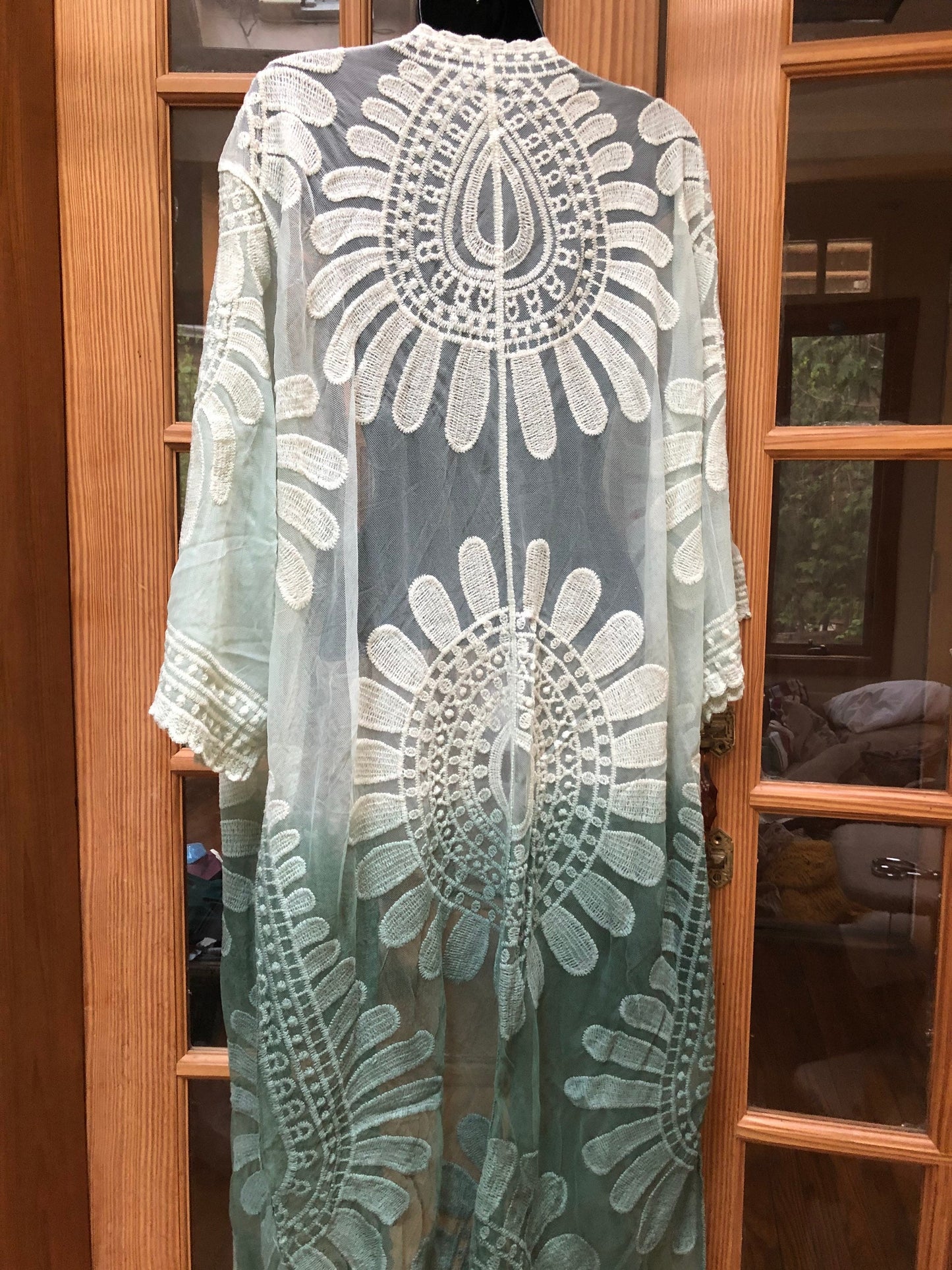 Vintage Style Green Embroidered kimono jacket