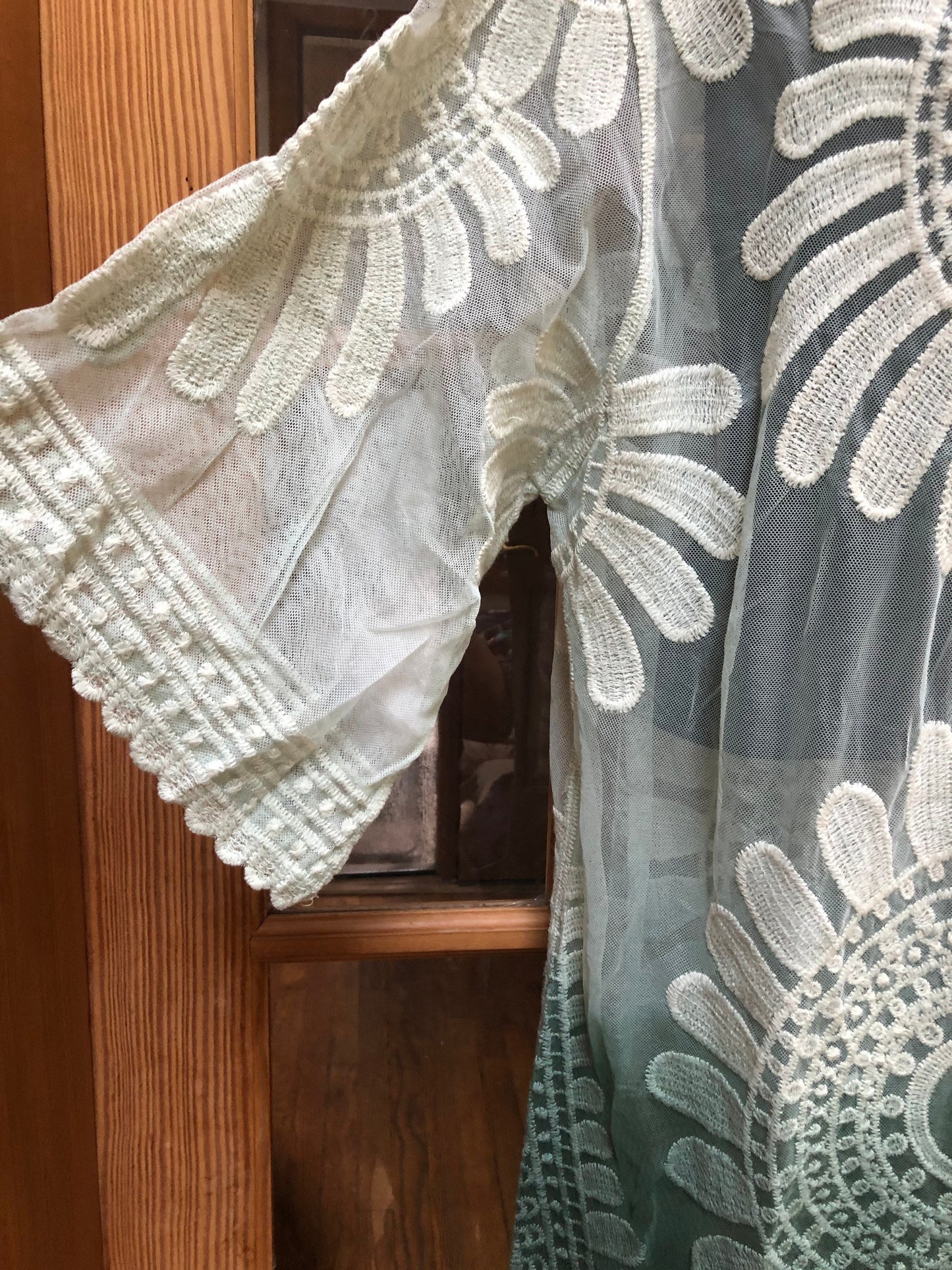 Vintage Style Green Embroidered kimono jacket