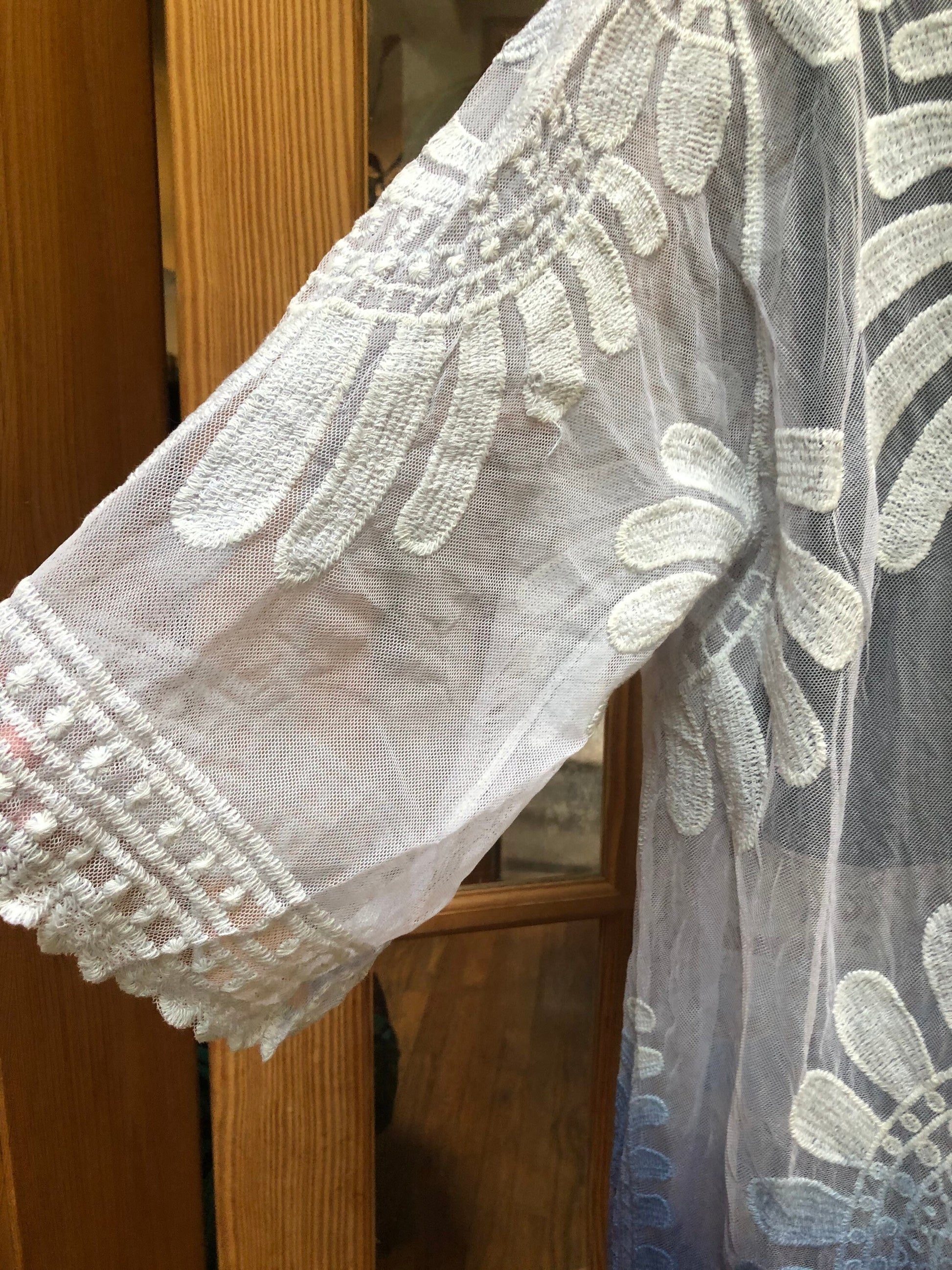 Vintage Style Blue Tie dyed Embroidered kimono jacket