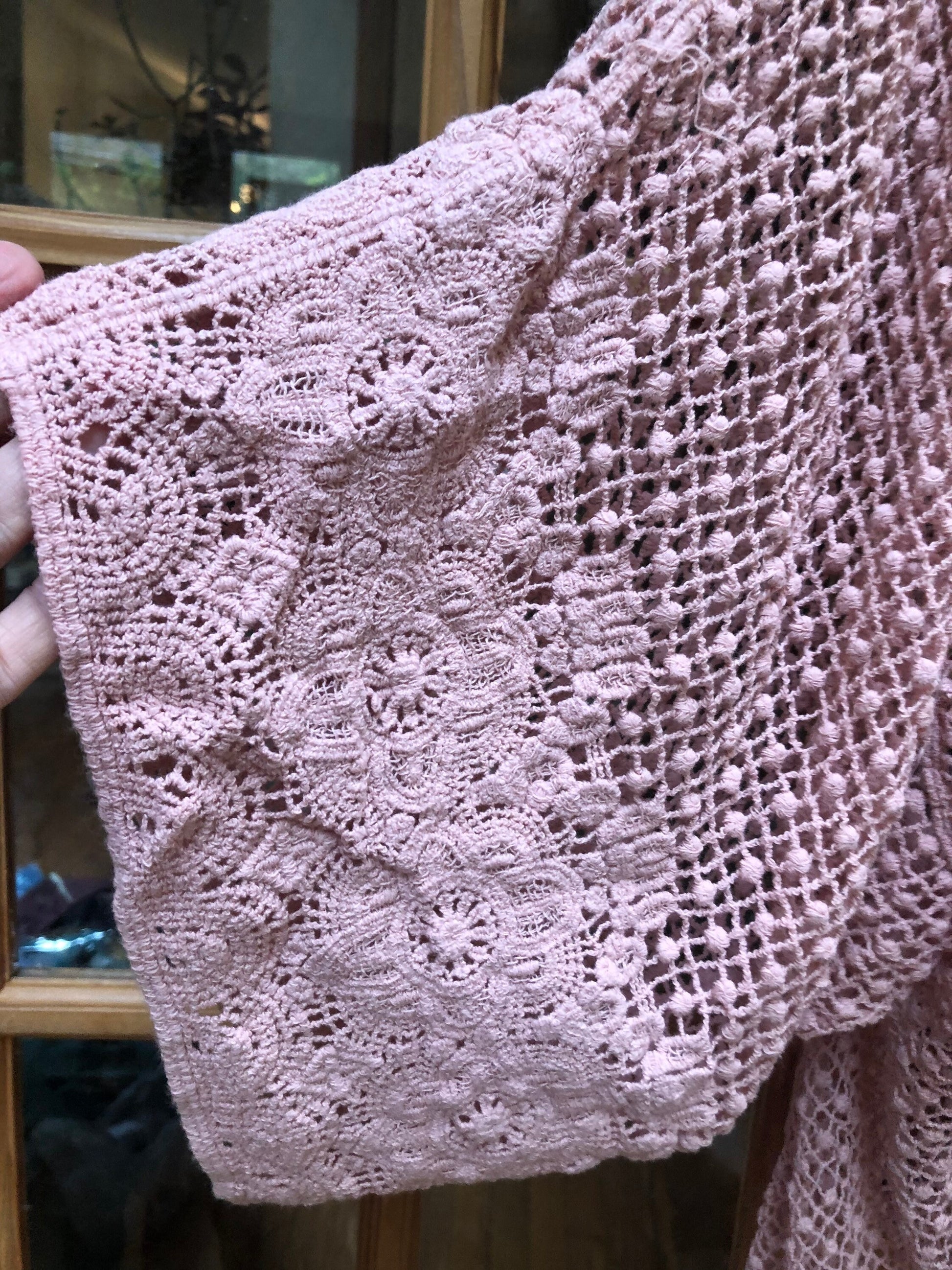 Vintage Style Pink Lace Embroidered kimono jacket