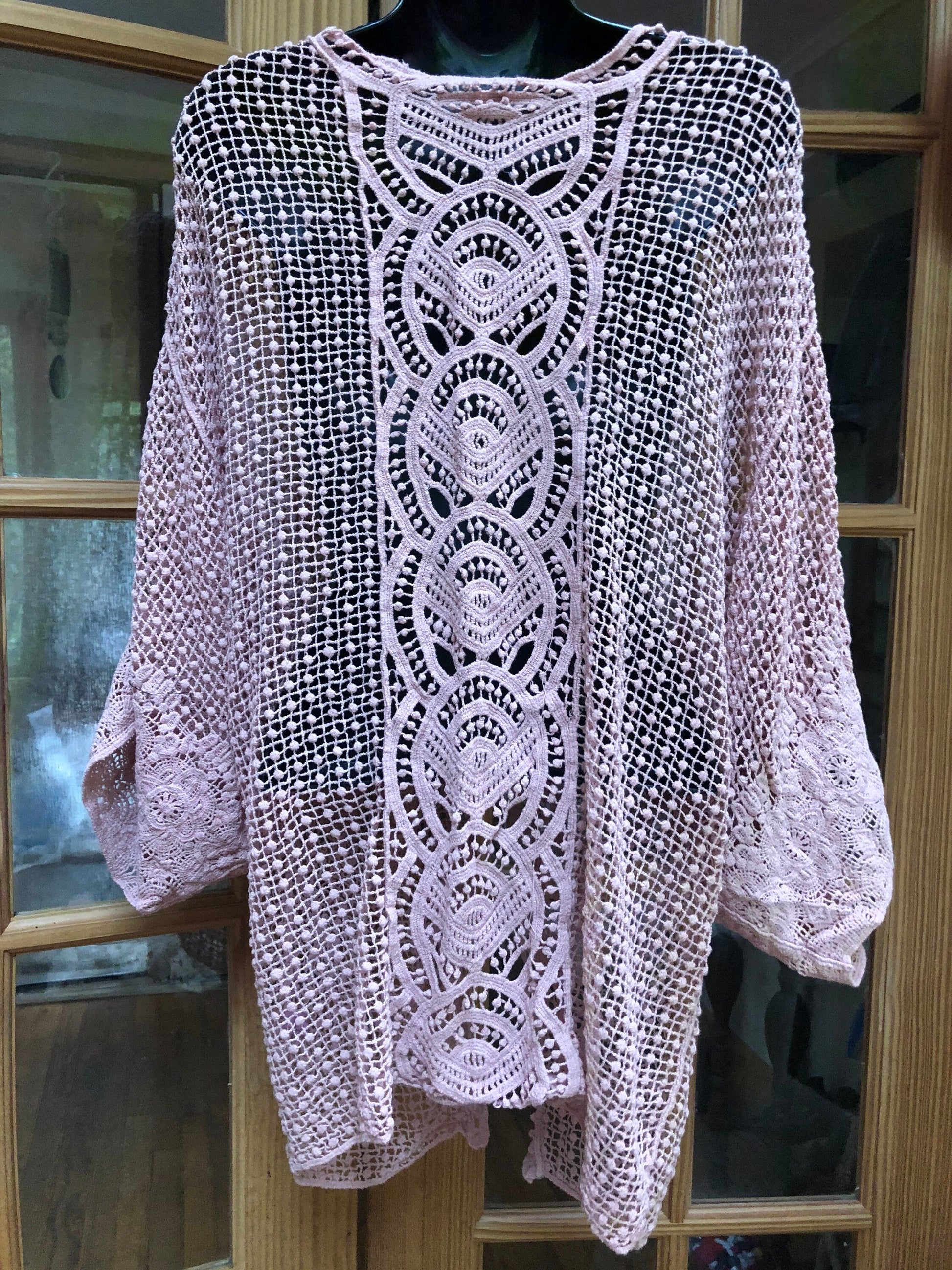 Vintage Style Pink Lace Embroidered kimono jacket